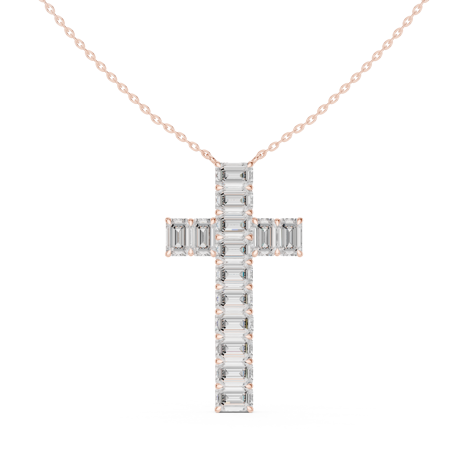 Rose Gold Celestial Lattice Cross Pendant Front View