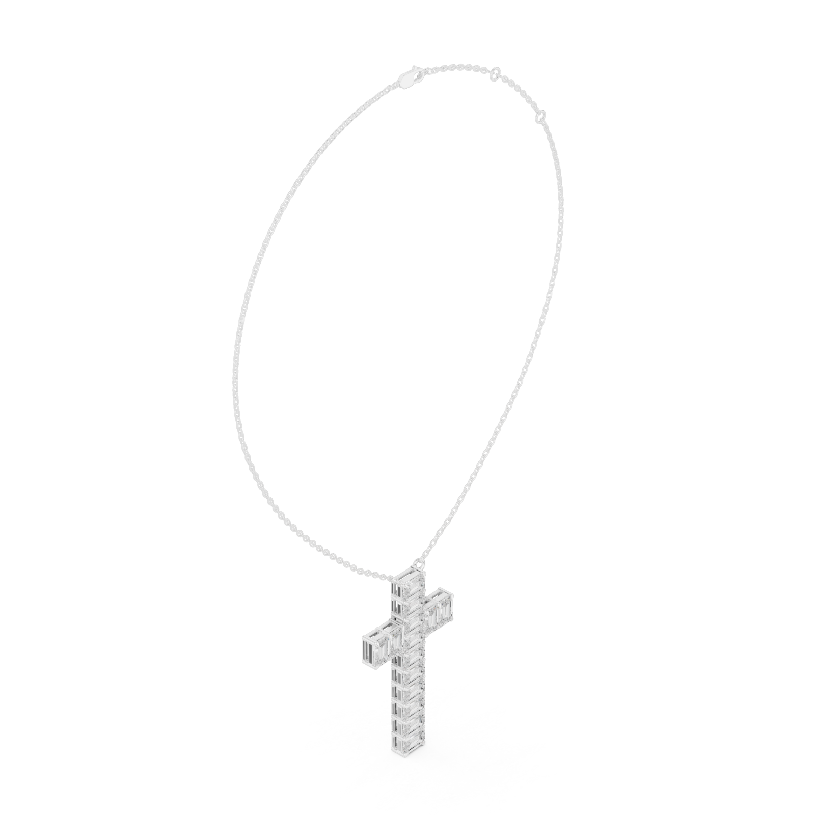  White Gold Celestial Lattice Cross Pendant Left View