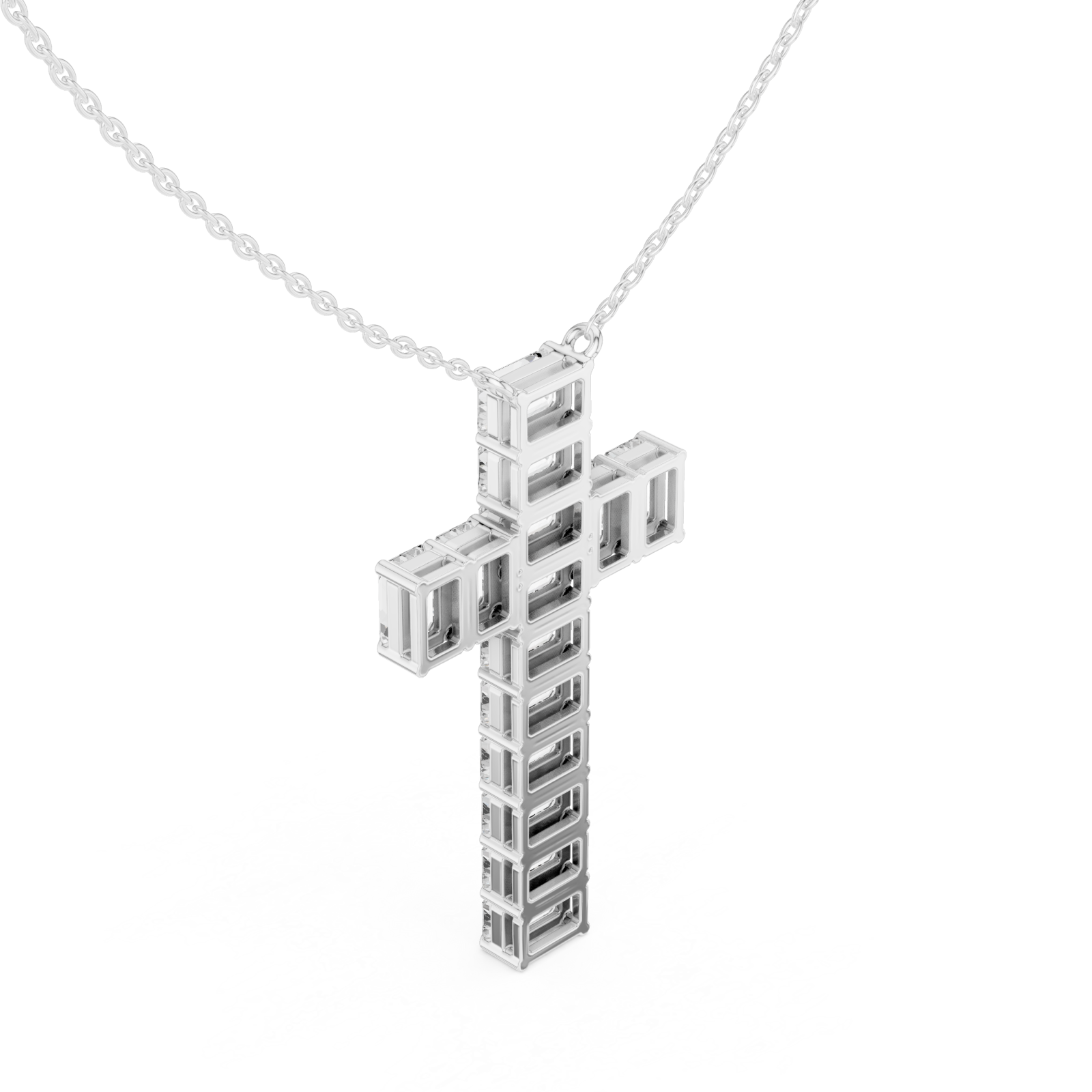  White Gold Celestial Lattice Cross Pendant Right View