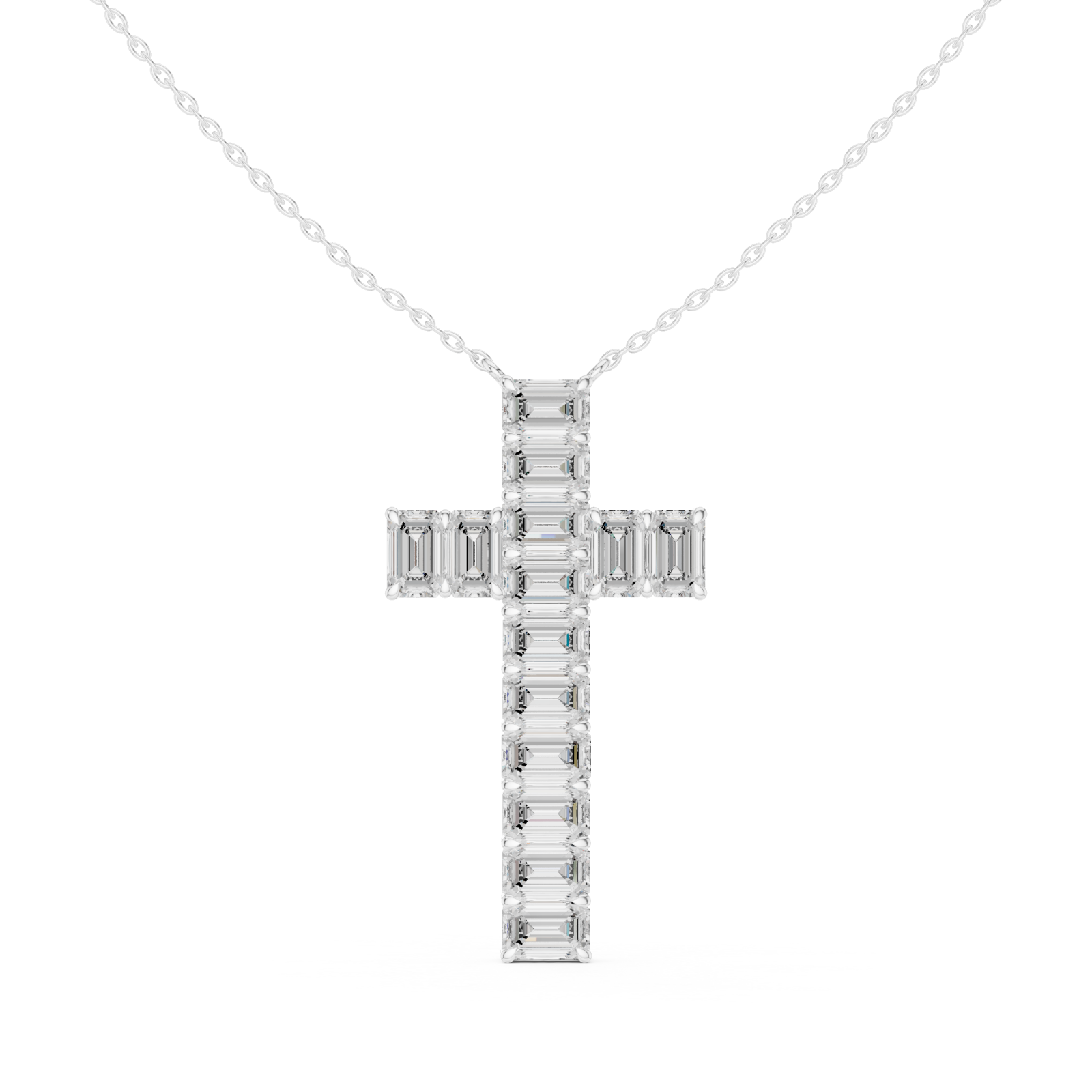  White Gold Celestial Lattice Cross Pendant Front View