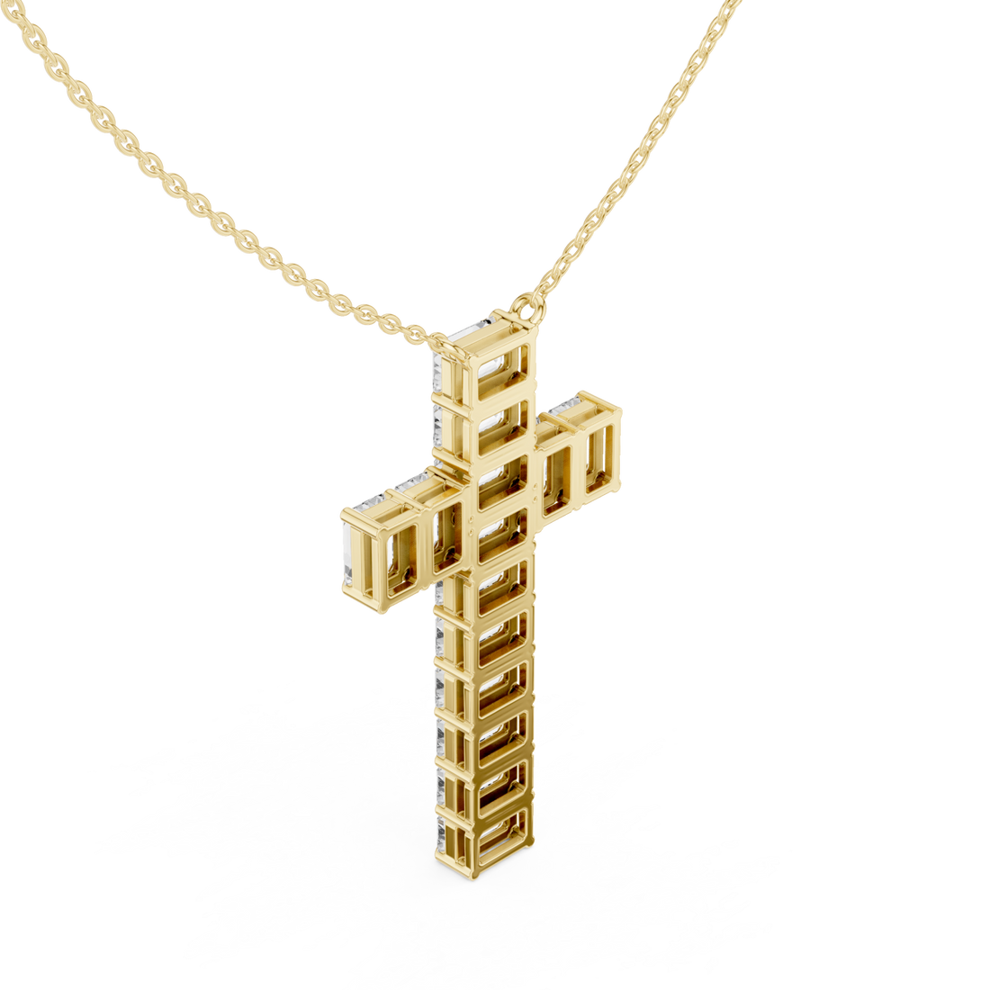 Gold Celestial Lattice Cross Pendant Right View