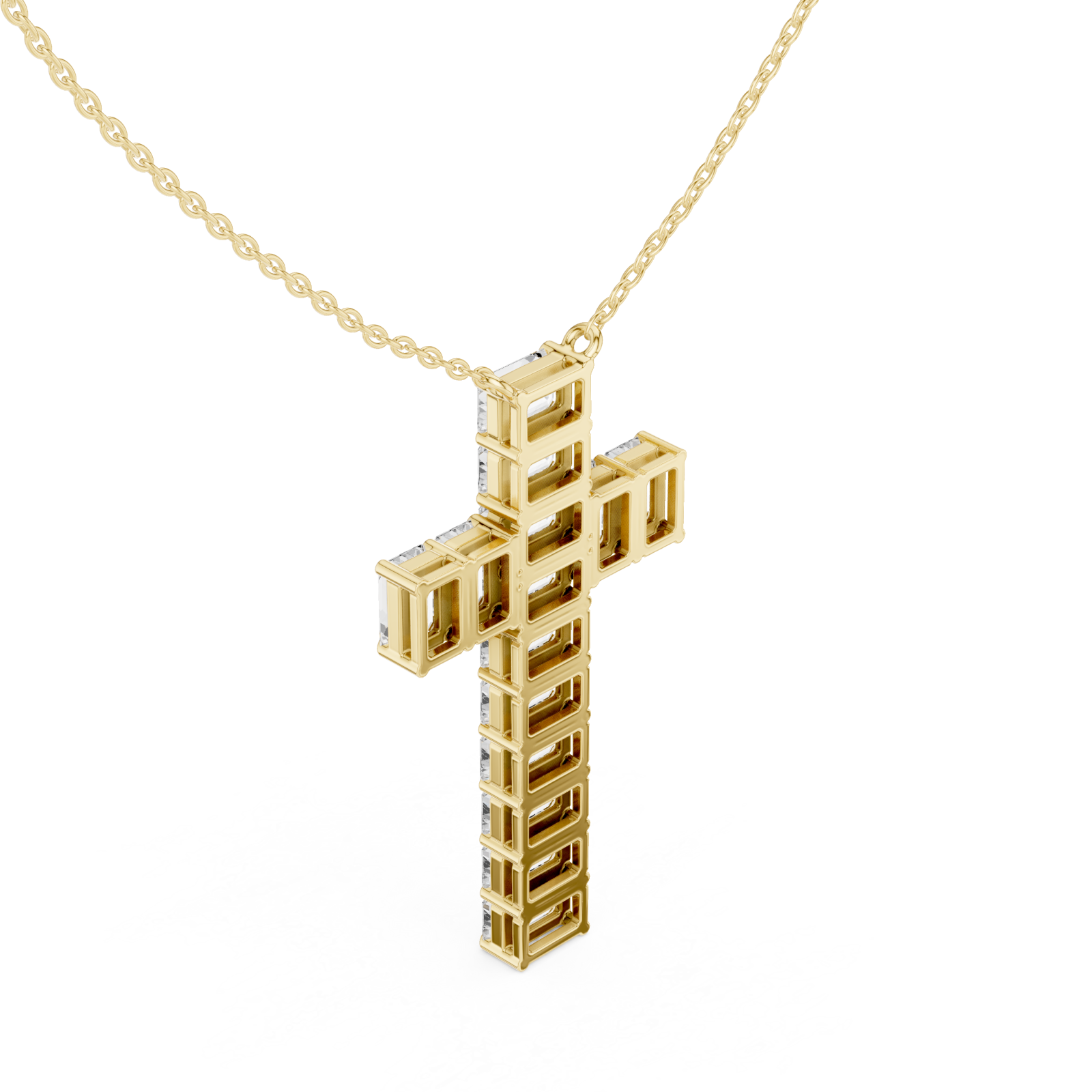 Gold Celestial Lattice Cross Pendant Right View