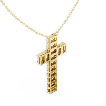 Gold Celestial Lattice Cross Pendant Right View