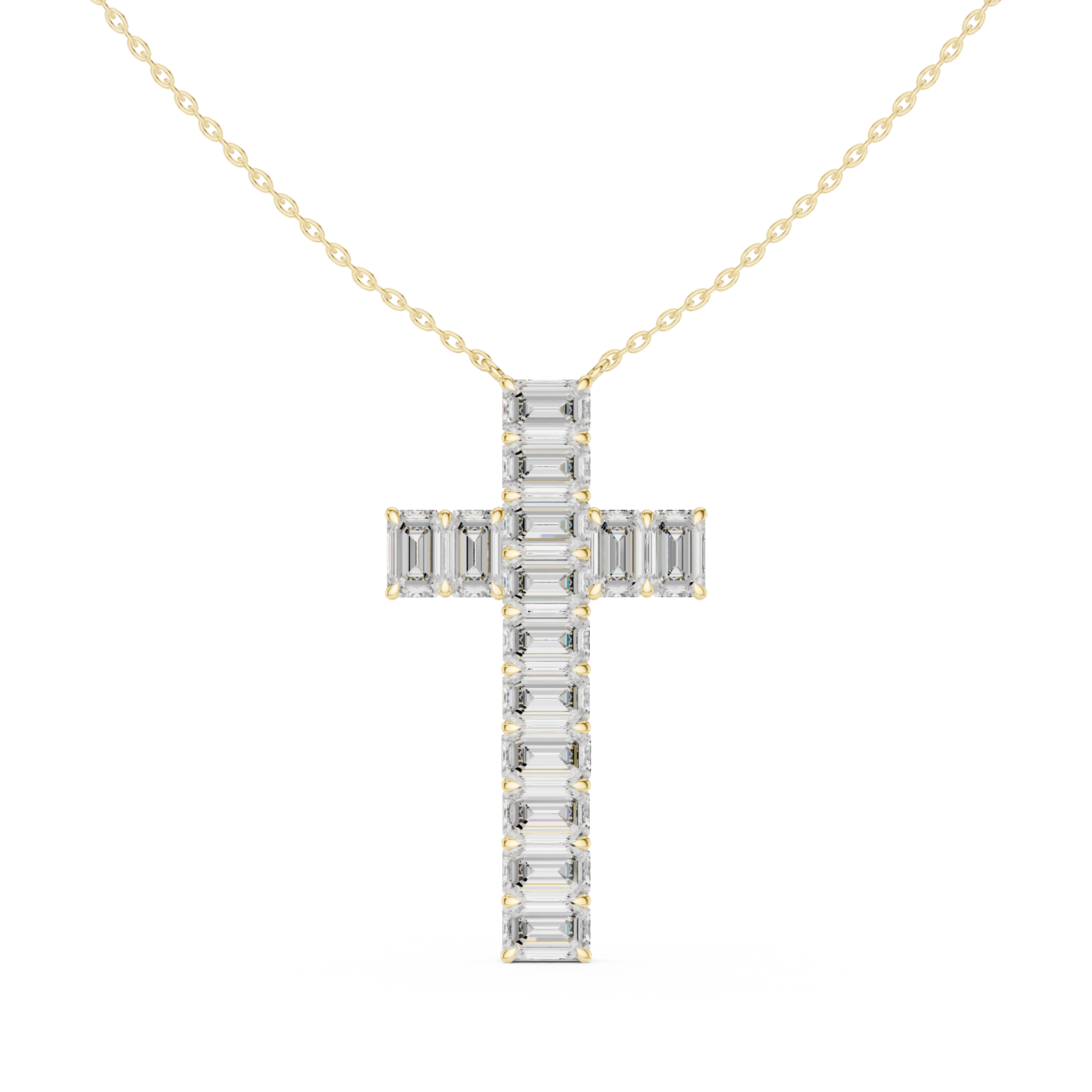 Gold Celestial Lattice Cross Pendant Front View