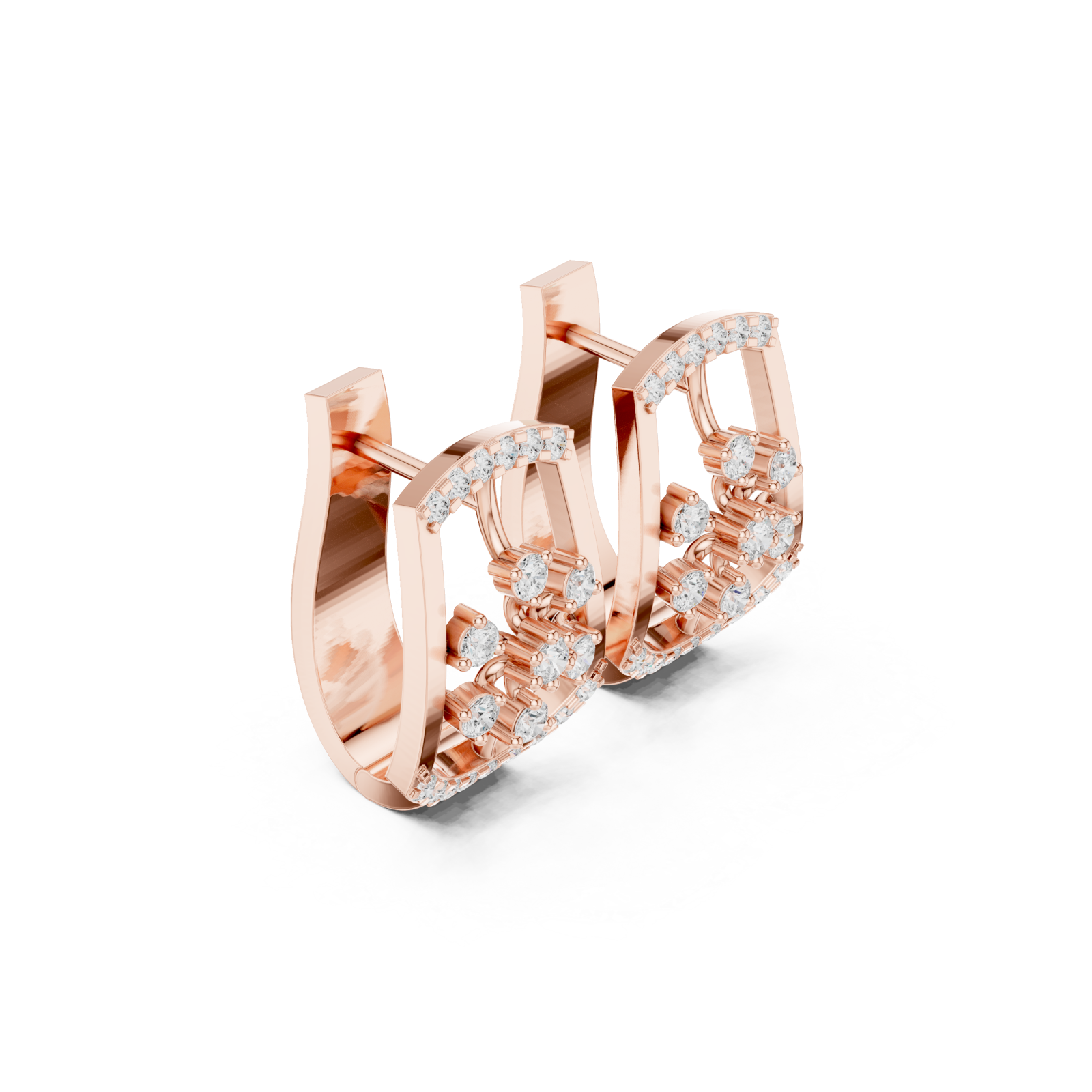  Rose Gold Ornate Fleur Stud Earrings Left View