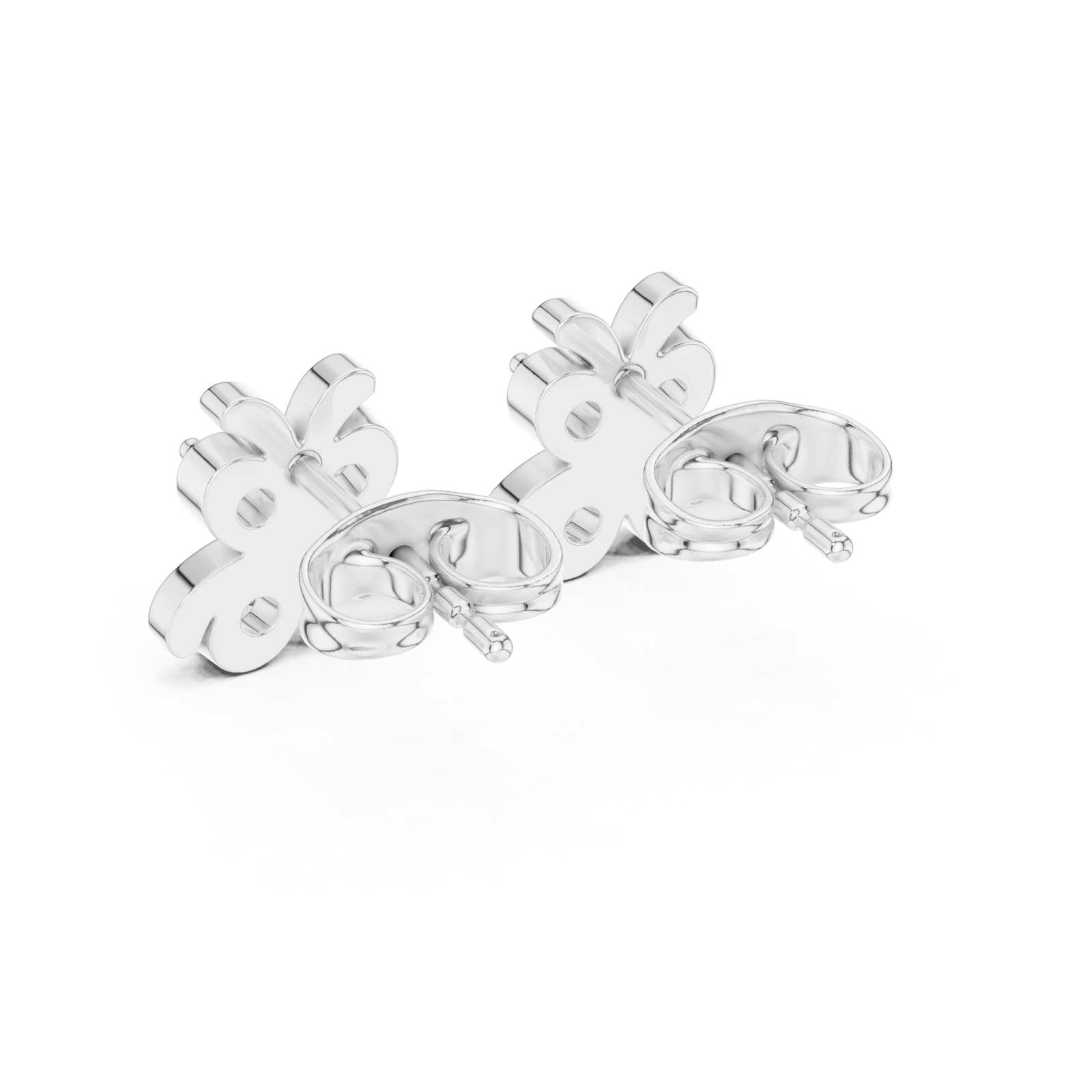  White Gold Ornate Fleur Stud Earrings Side View