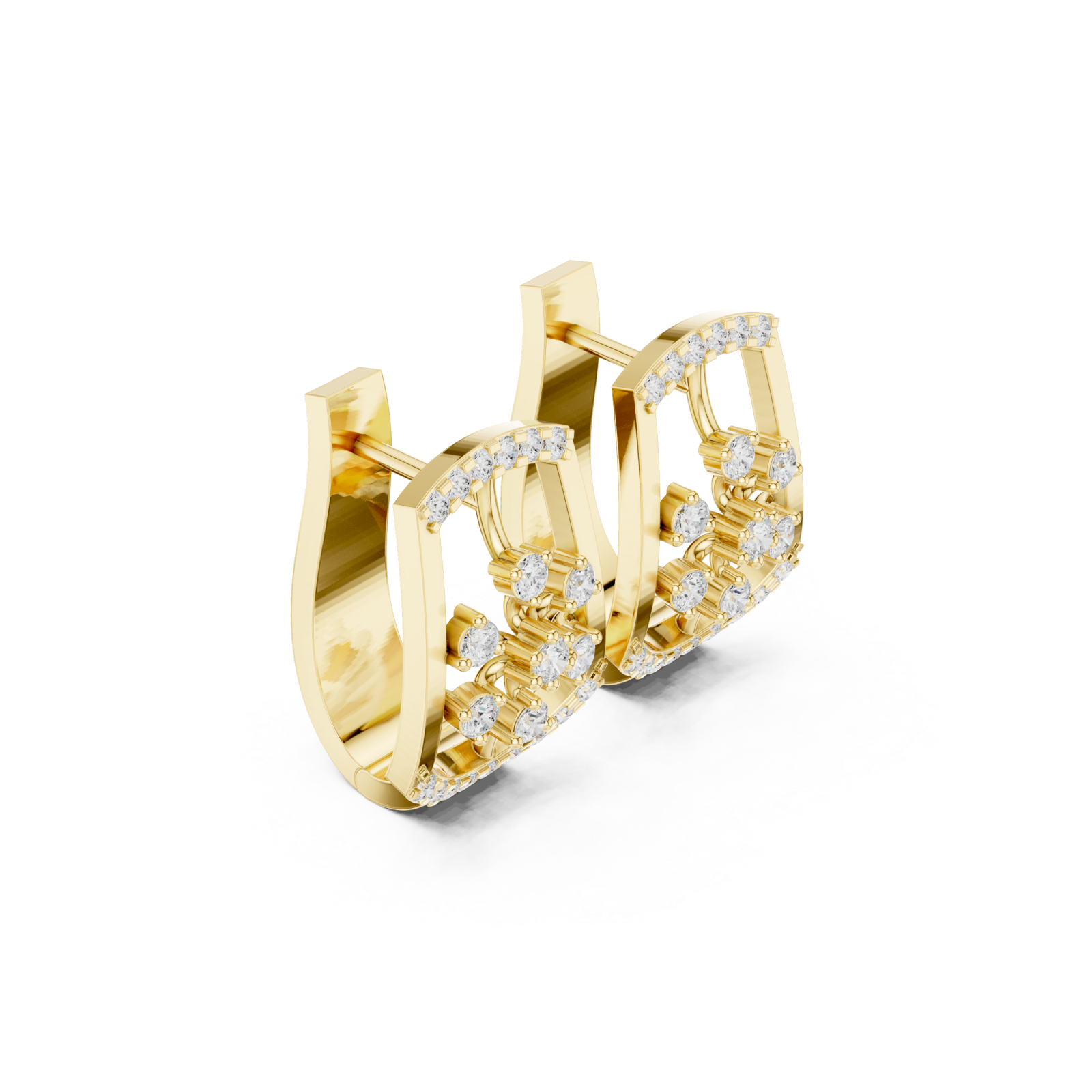  Gold Ornate Fleur Stud Earrings Left View