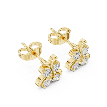 Gold Ornate Fleur Stud Earrings Right View