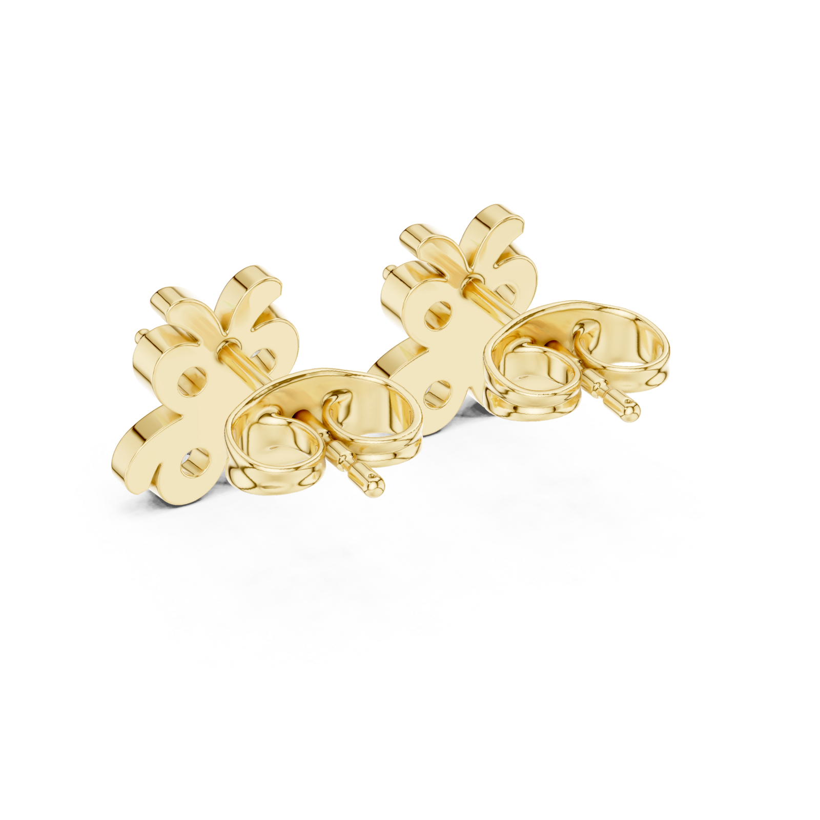  Gold Ornate Fleur Stud Earrings Side View