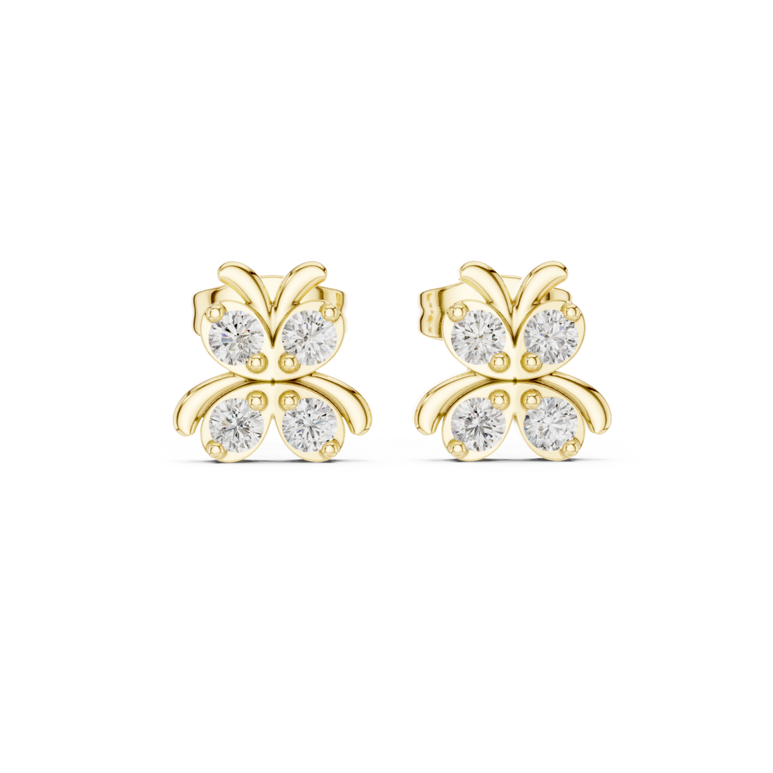 Gold Ornate Fleur Stud Earrings Right View