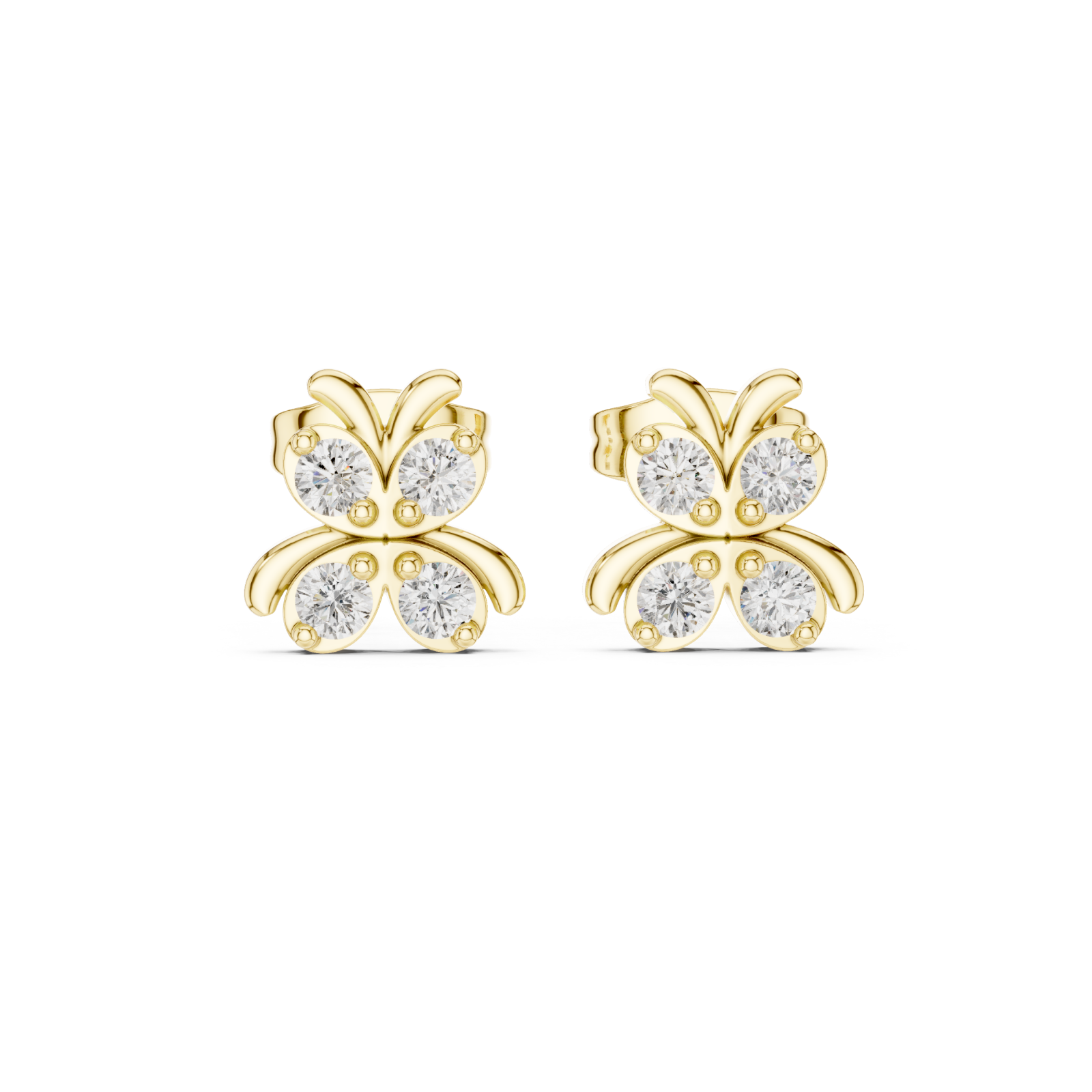  Gold Ornate Fleur Stud Earrings Front View