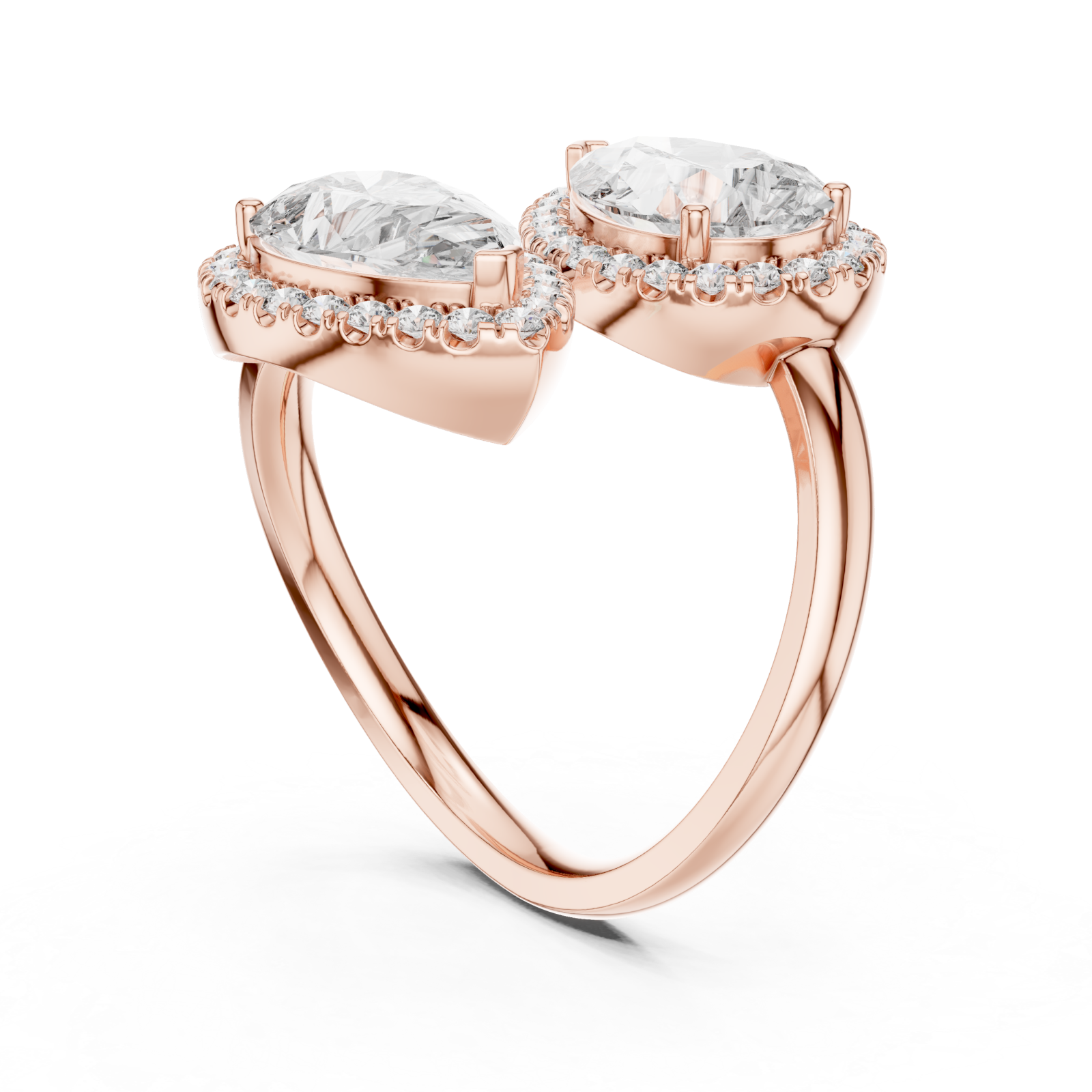  Rose Gold Radiance Effect Halo Bypass Ring Left View