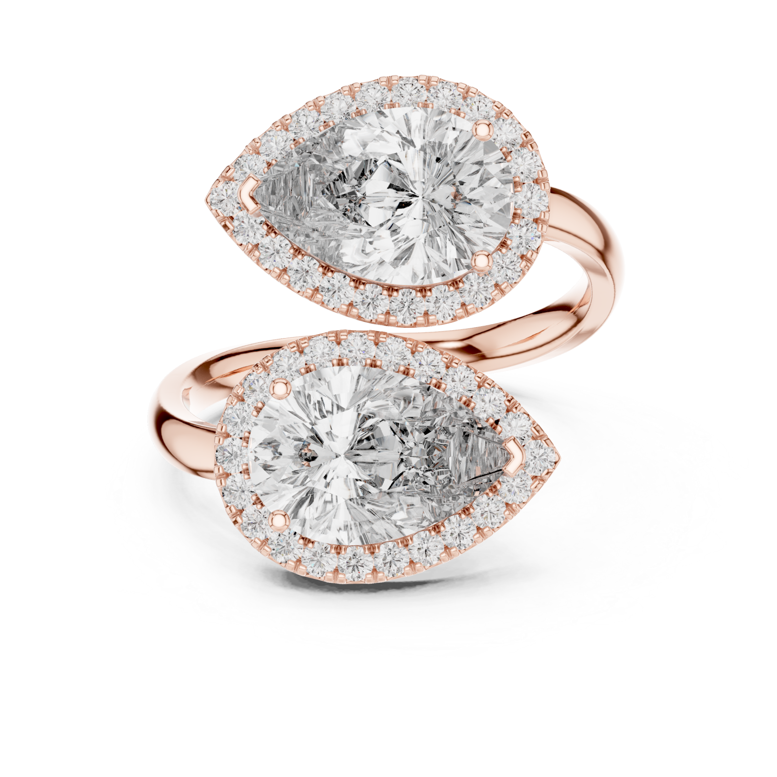  Rose Gold Radiance Effect Halo Bypass Ring Front View