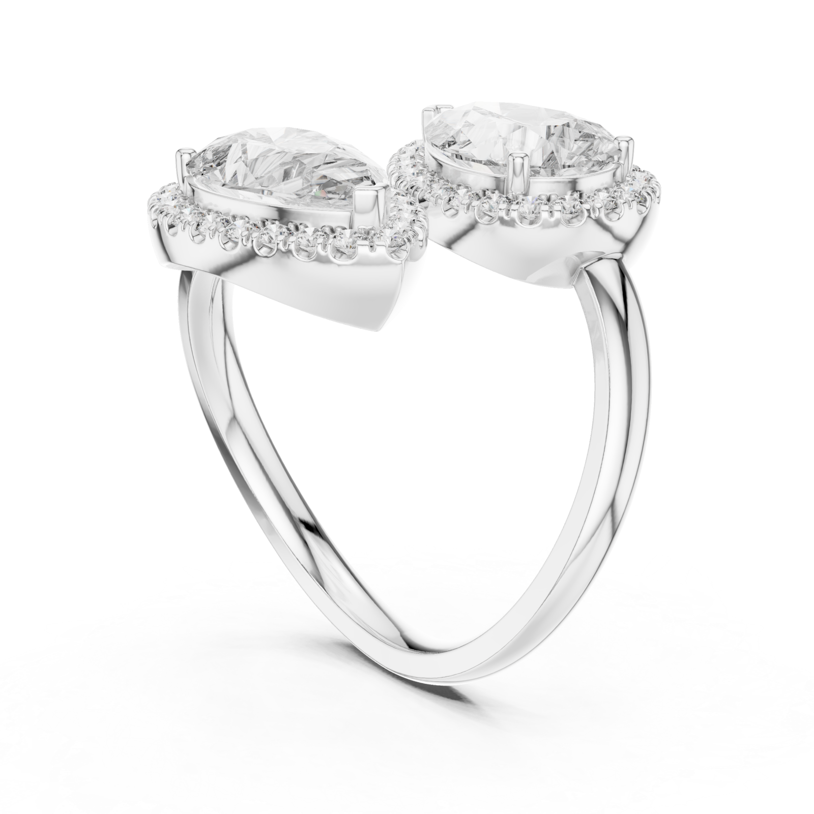  White Gold Radiance Effect Halo Bypass Ring Left View