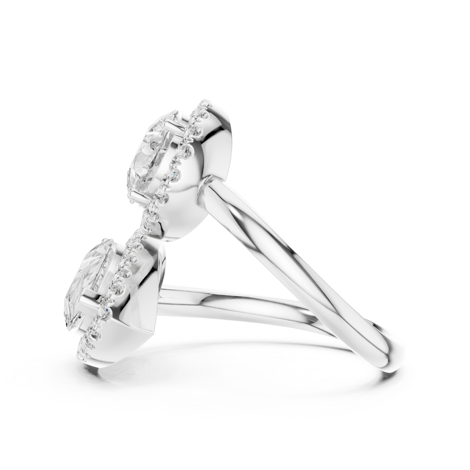  White Gold Radiance Effect Halo Bypass Ring Side View