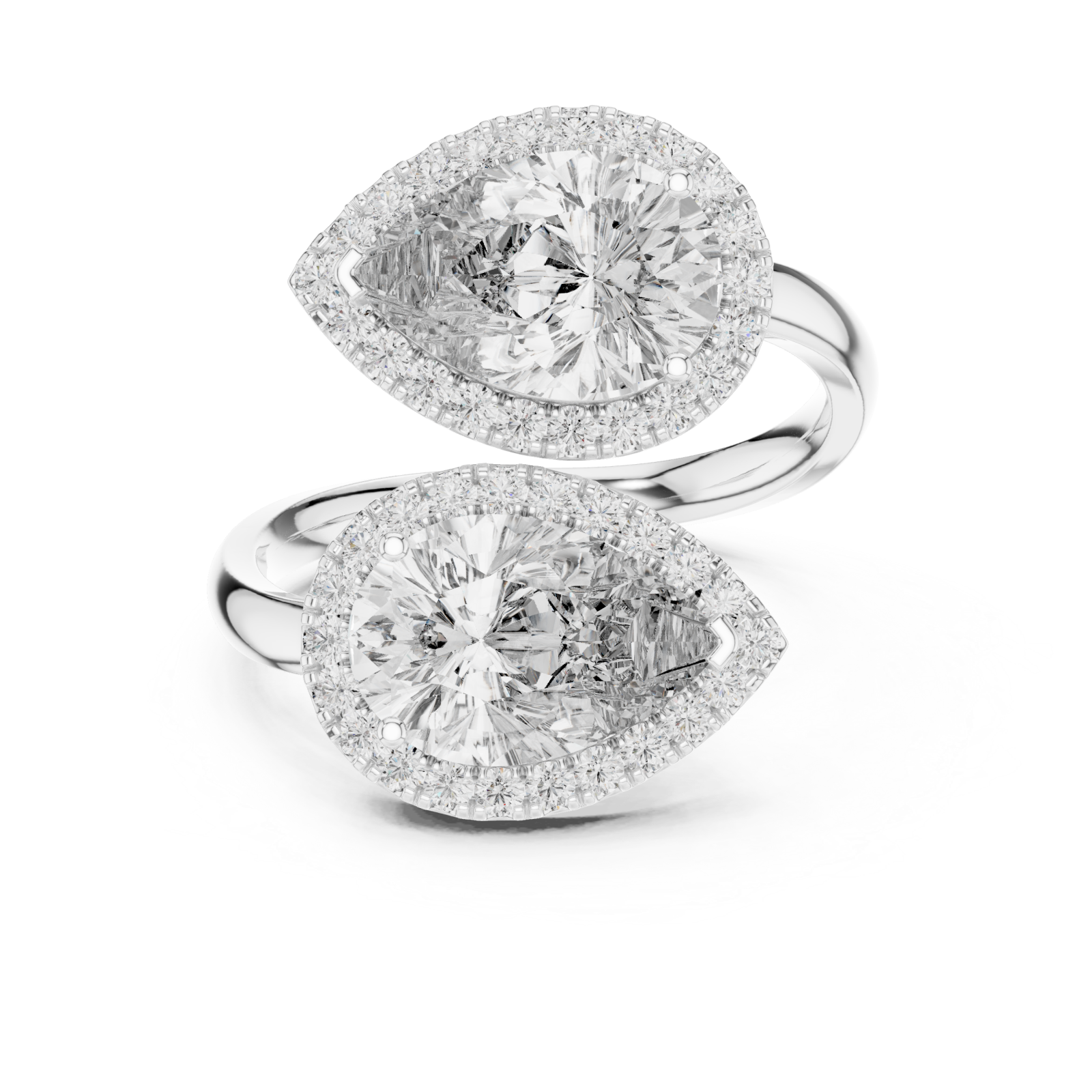  White Gold Radiance Effect Halo Bypass Ring Front View