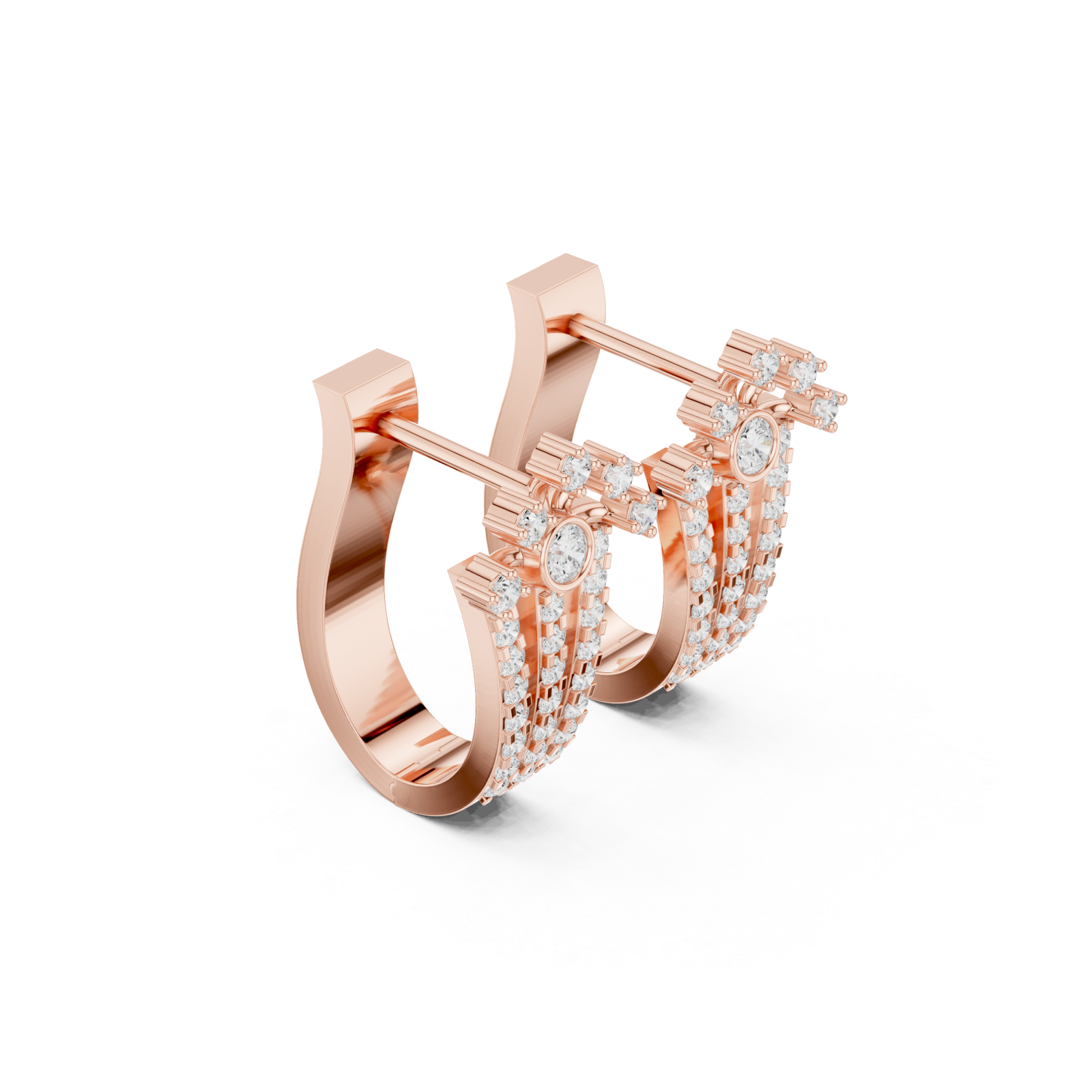  Rose Gold Radiant Heart Floral Stud Earrings Left View