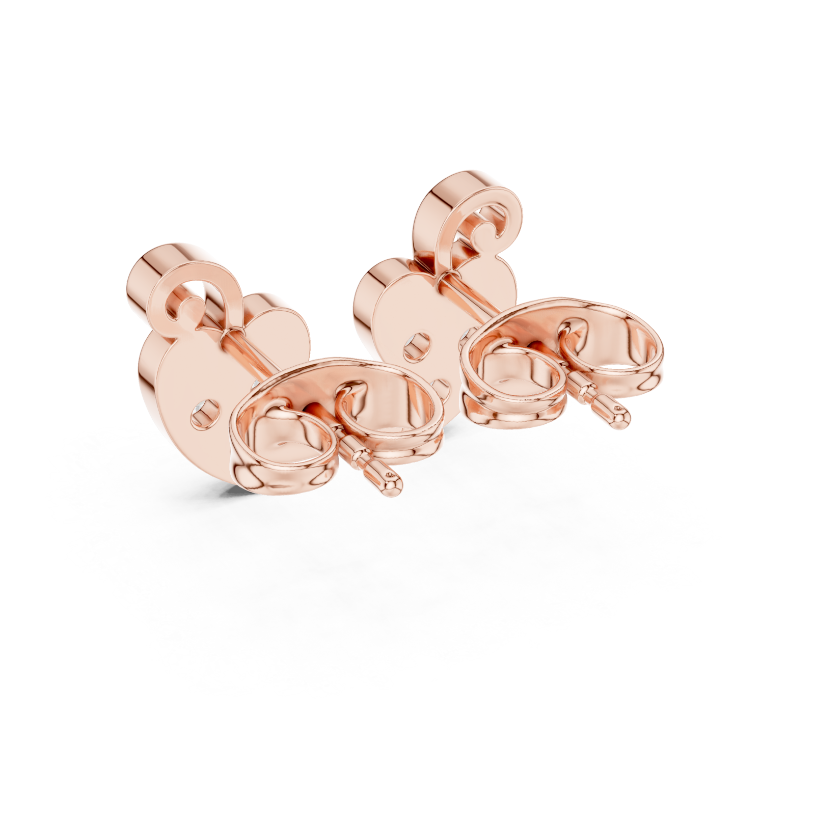  Rose Gold Radiant Heart Floral Stud Earrings Side View