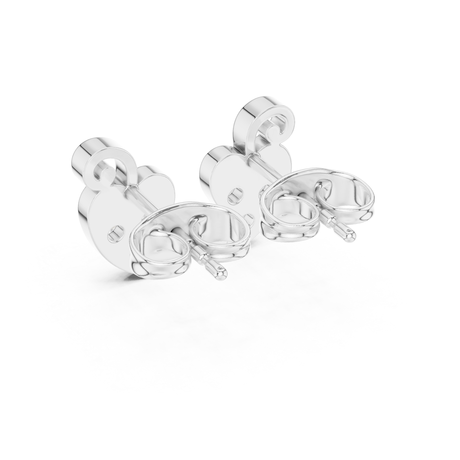  White Gold Radiant Heart Floral Stud Earrings Side View