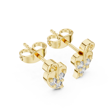 Gold Radiant Heart Floral Stud Earrings Right View