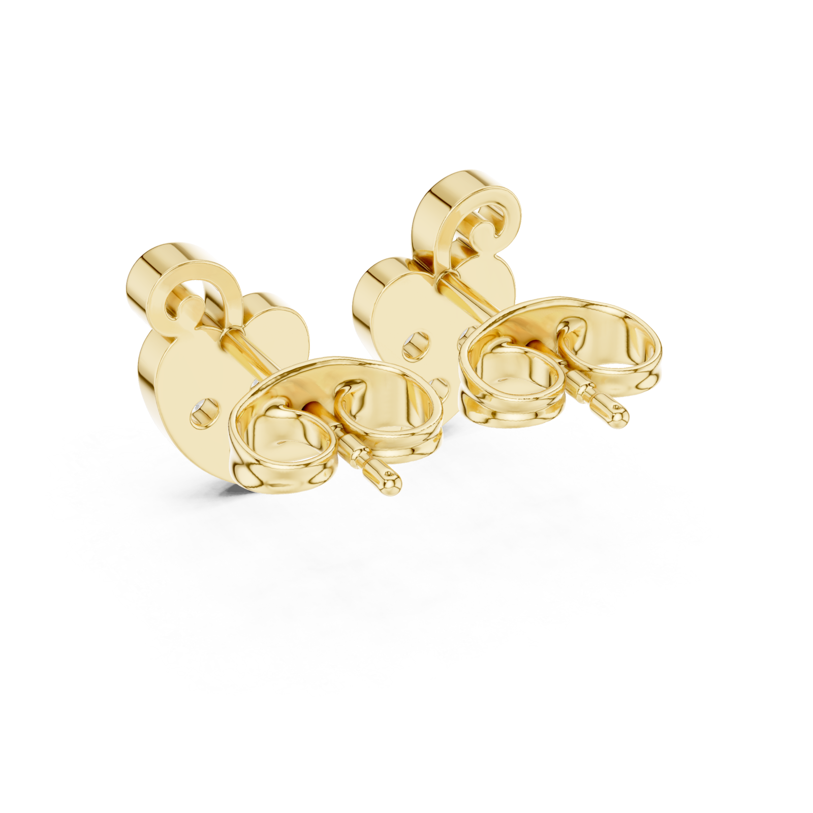  Gold Radiant Heart Floral Stud Earrings Side View