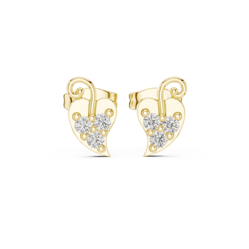  Gold Radiant Heart Floral Stud Earrings Front View
