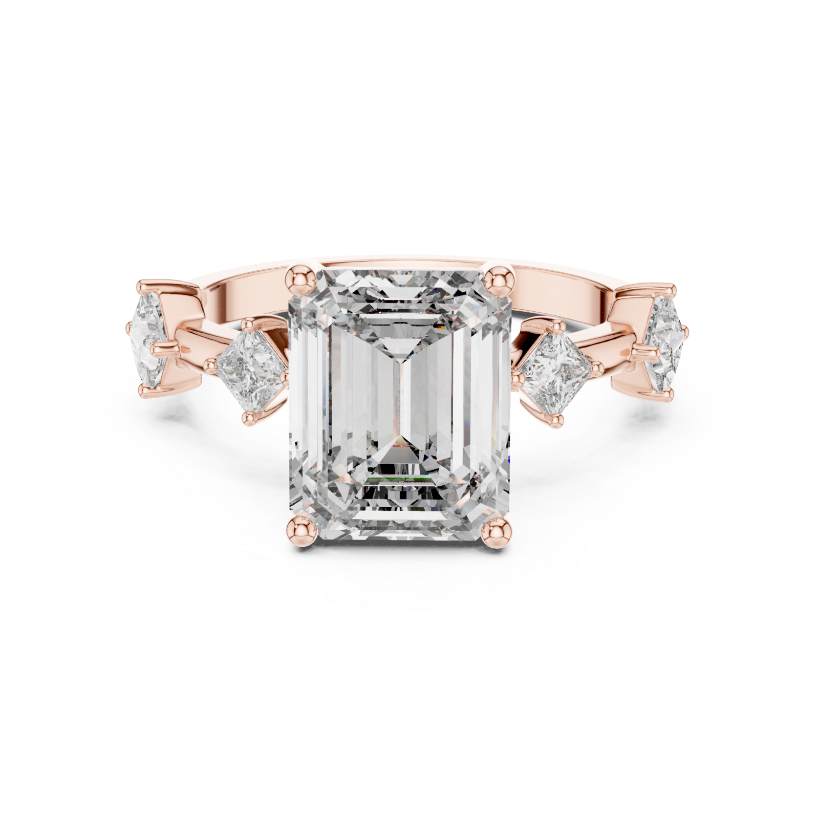  Rose Gold Celestial Radiance Statement Engagement Ring Front View