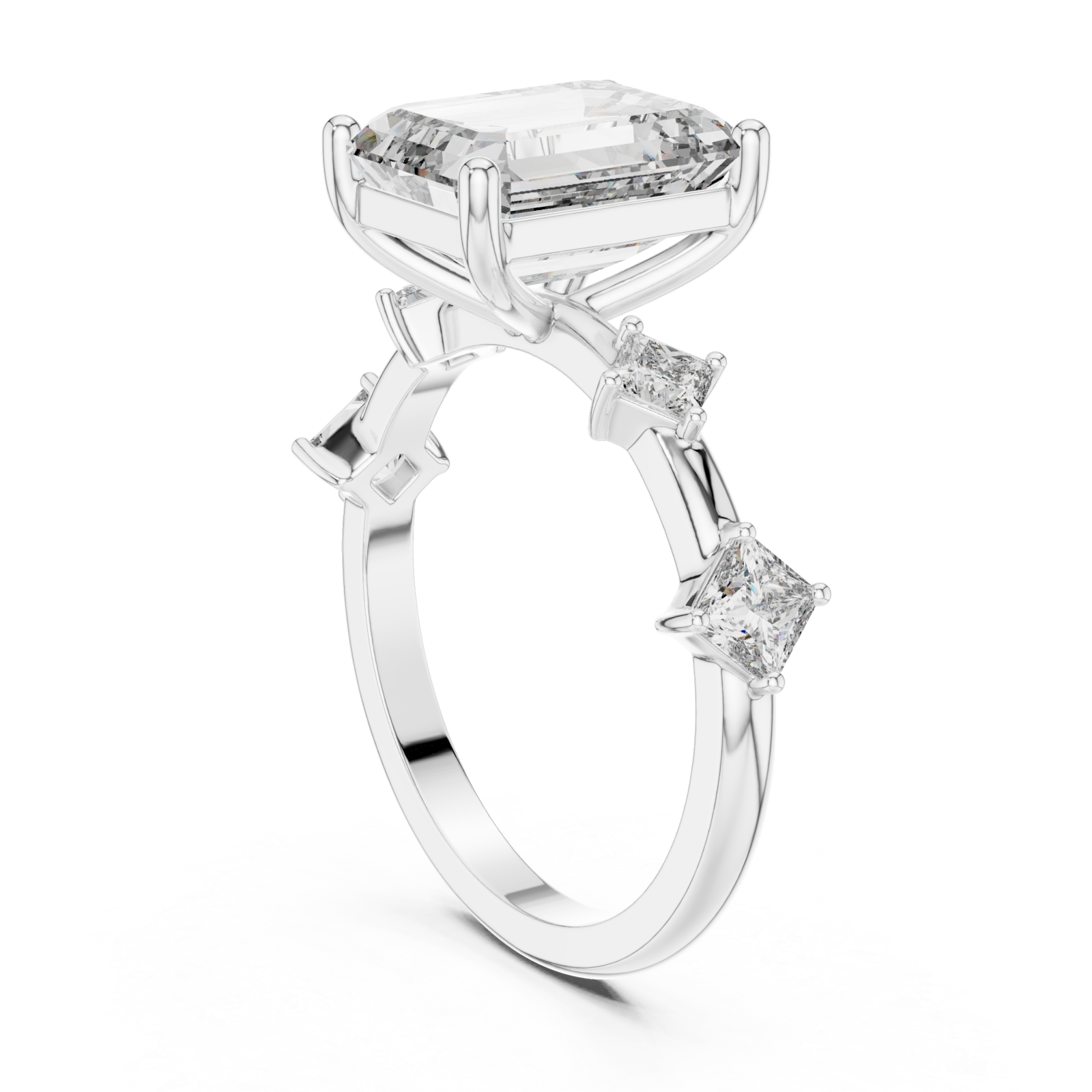  White Gold Celestial Radiance Statement Engagement Ring Left View