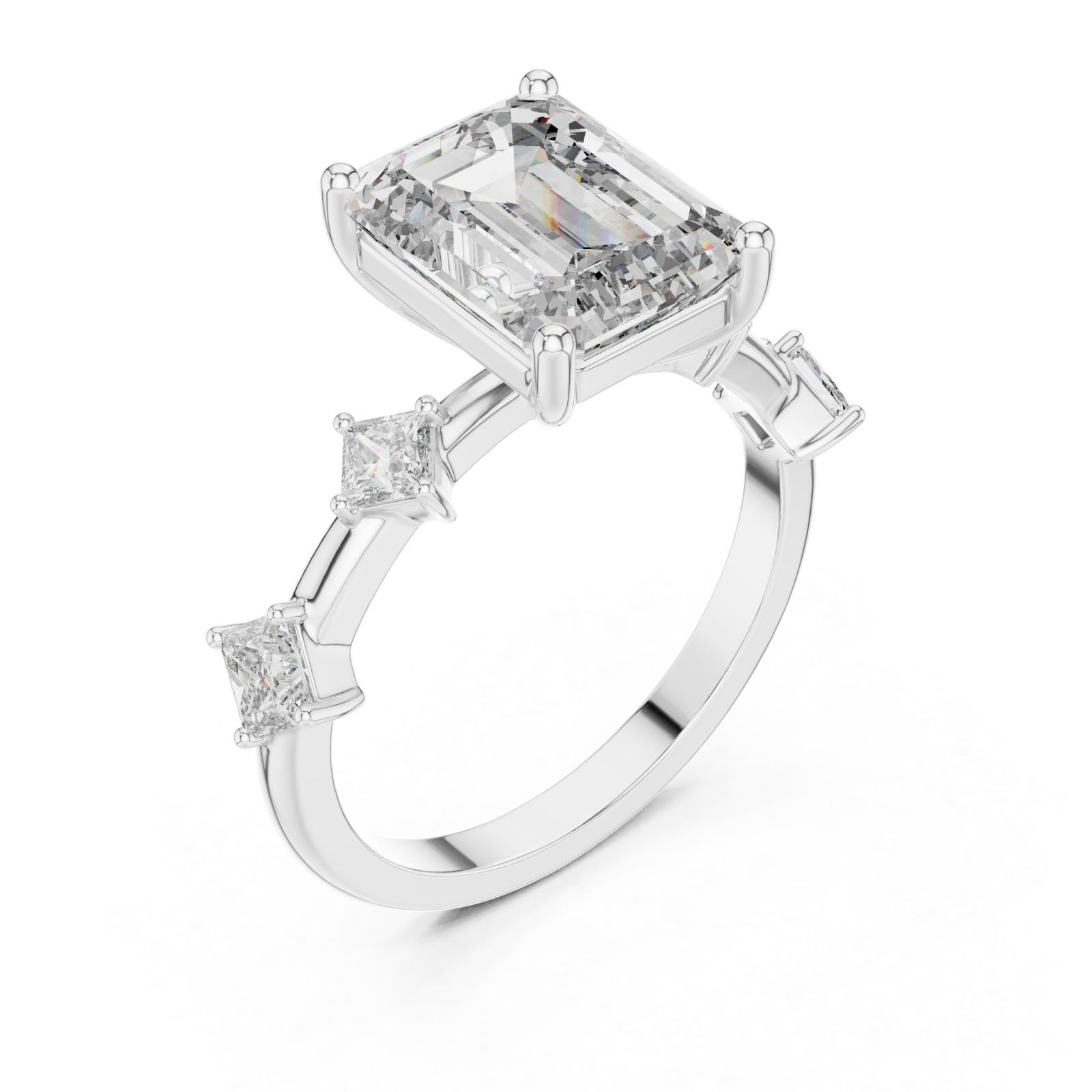  White Gold Celestial Radiance Statement Engagement Ring Right View