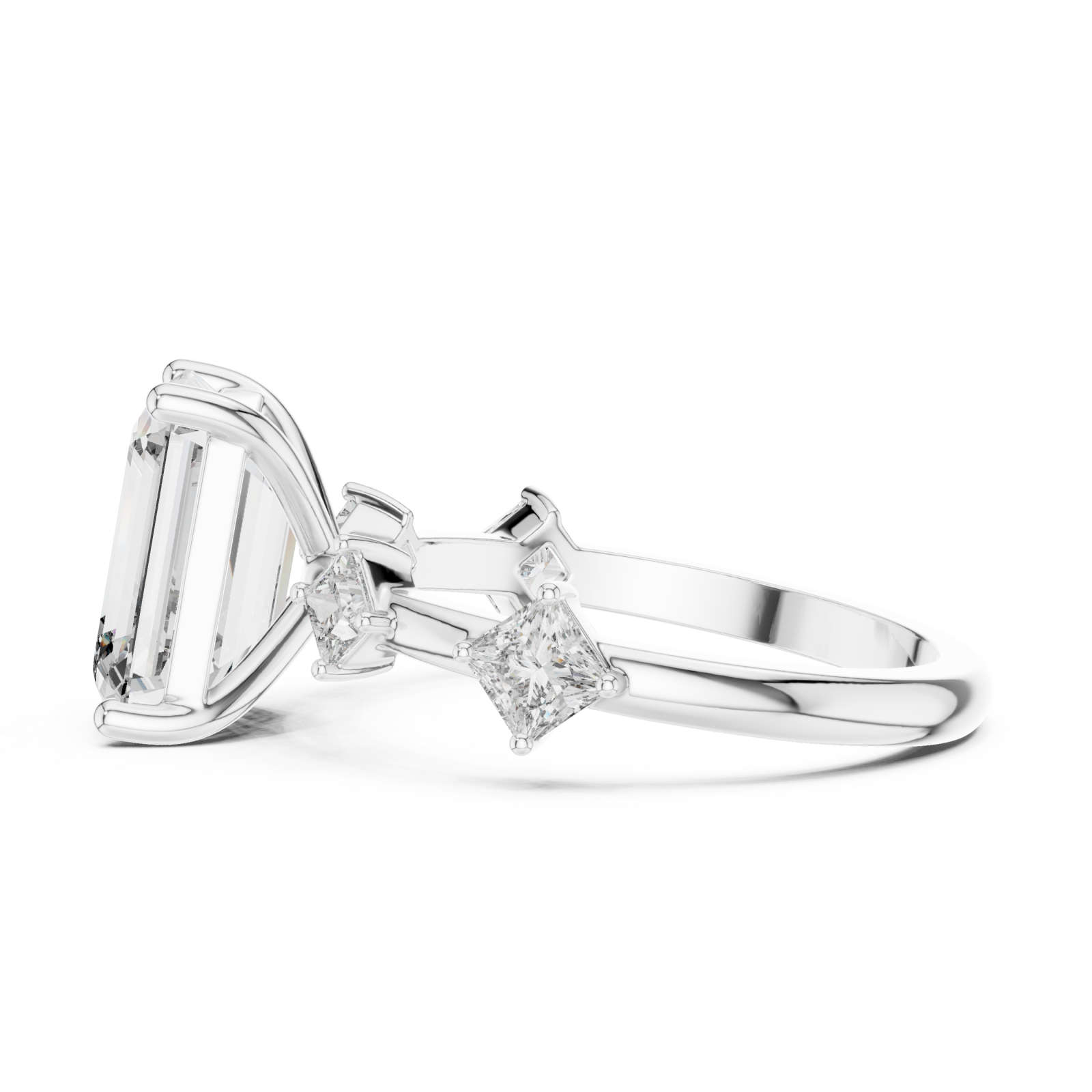  White Gold Celestial Radiance Statement Engagement Ring Side View