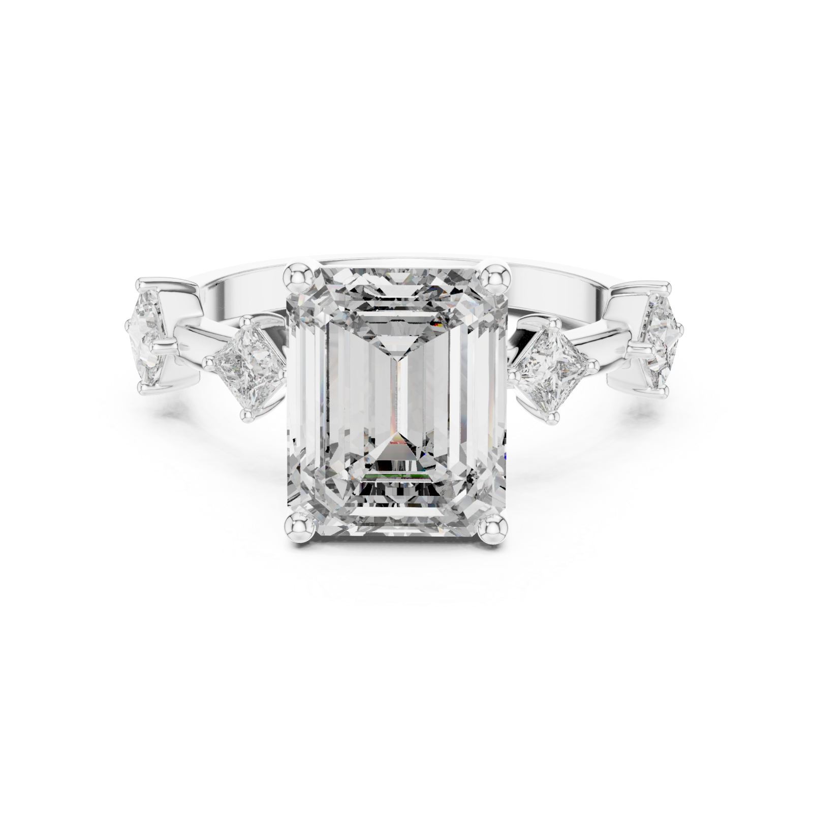  White Gold Celestial Radiance Statement Engagement Ring Front View