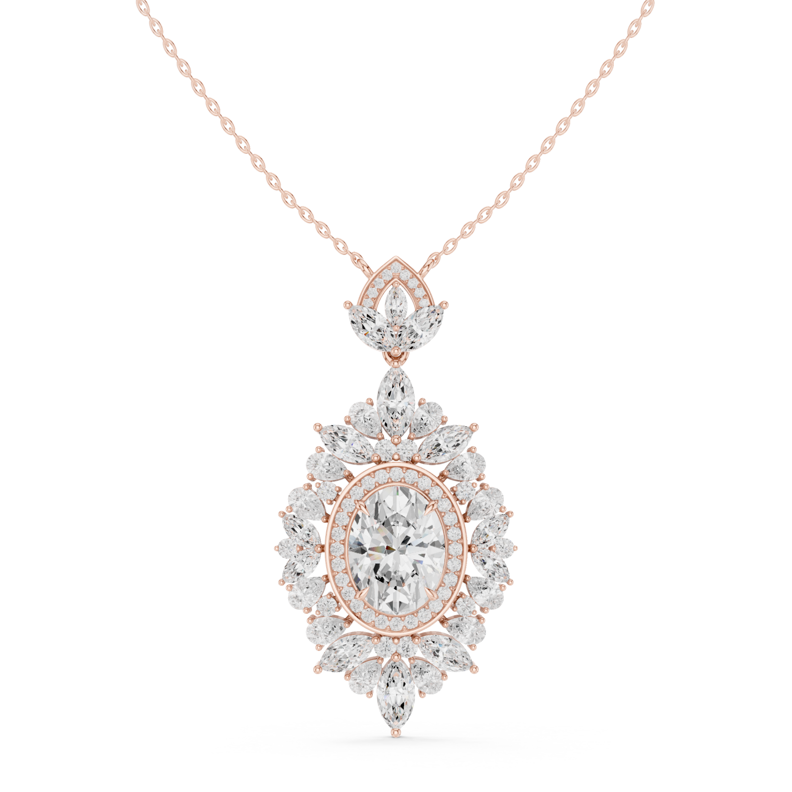  Rose Gold Sunblossom Petal Splendor Pendant Charm Front View