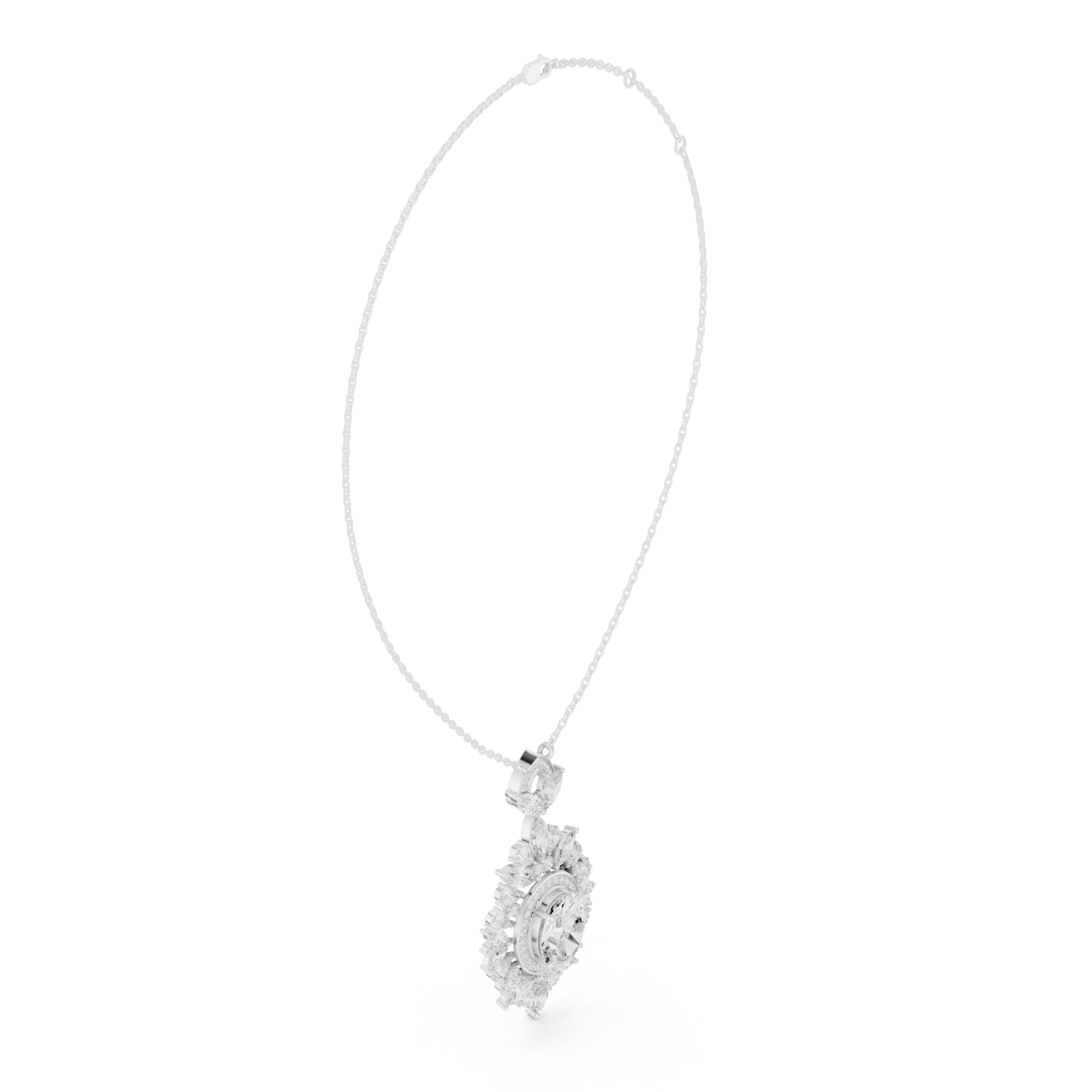  White Gold Sunblossom Petal Splendor Pendant Charm Left View