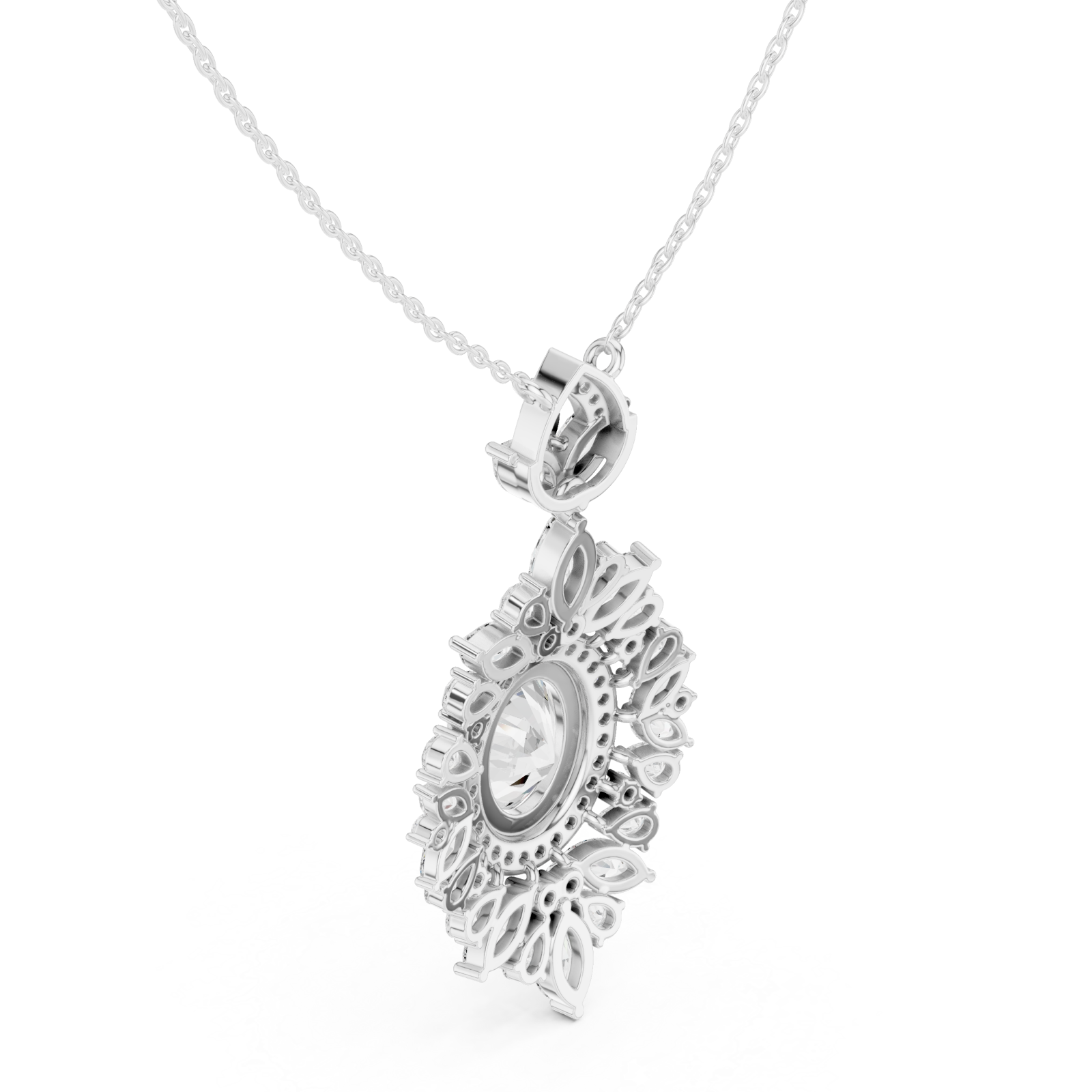  White Gold Sunblossom Petal Splendor Pendant Charm Right View