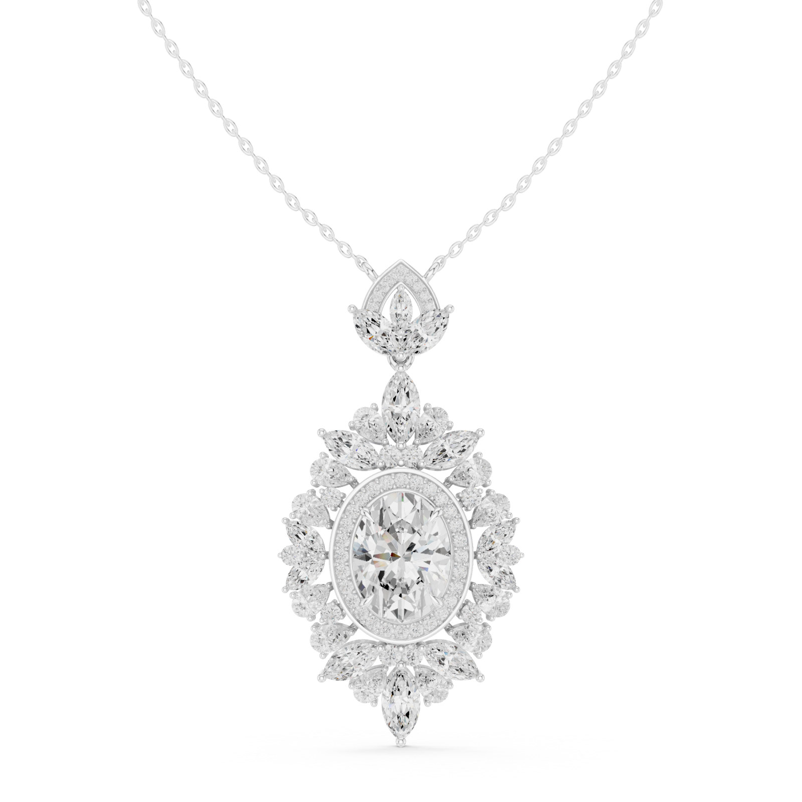  White Gold Sunblossom Petal Splendor Pendant Charm Front View
