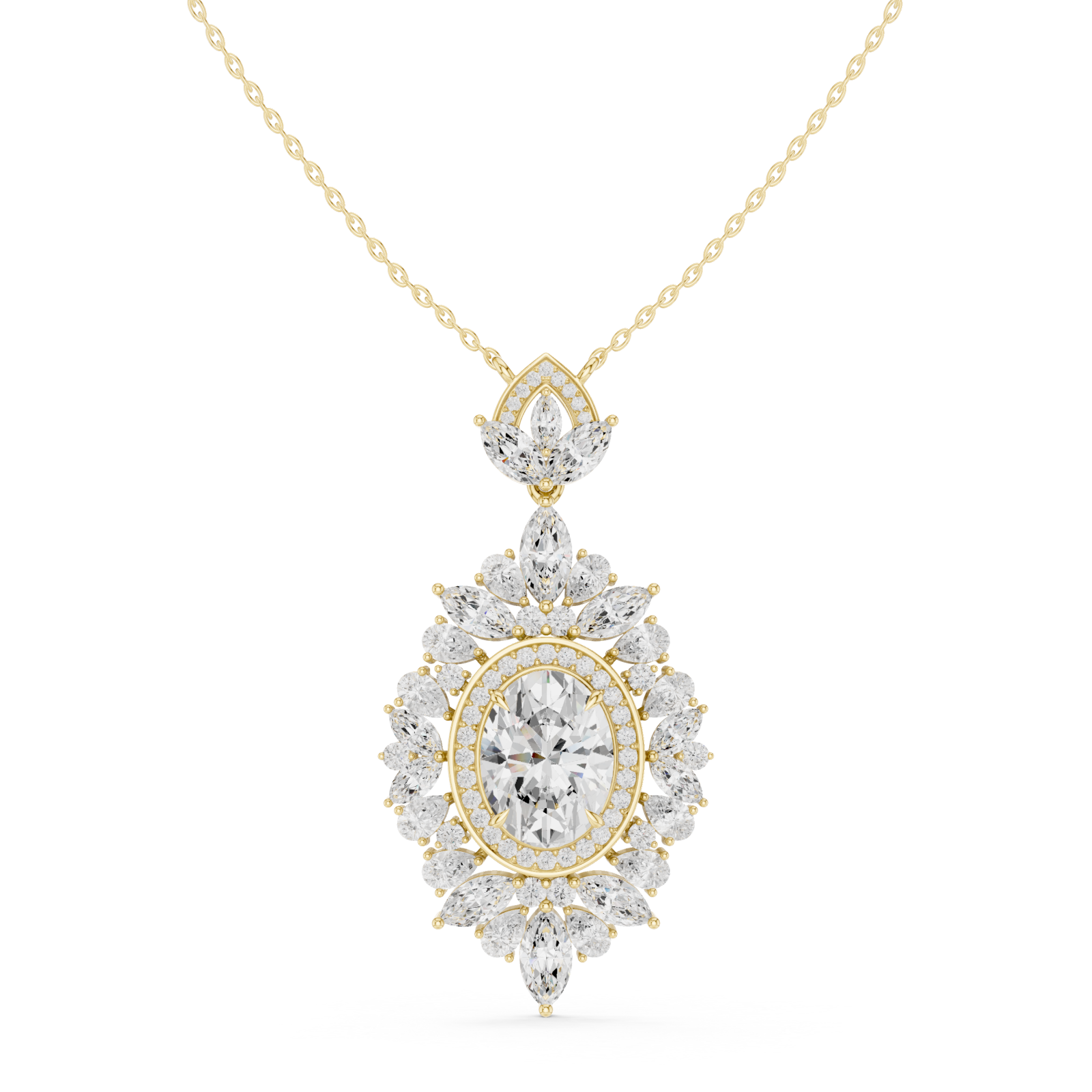  Gold Sunblossom Petal Splendor Pendant Charm Front View
