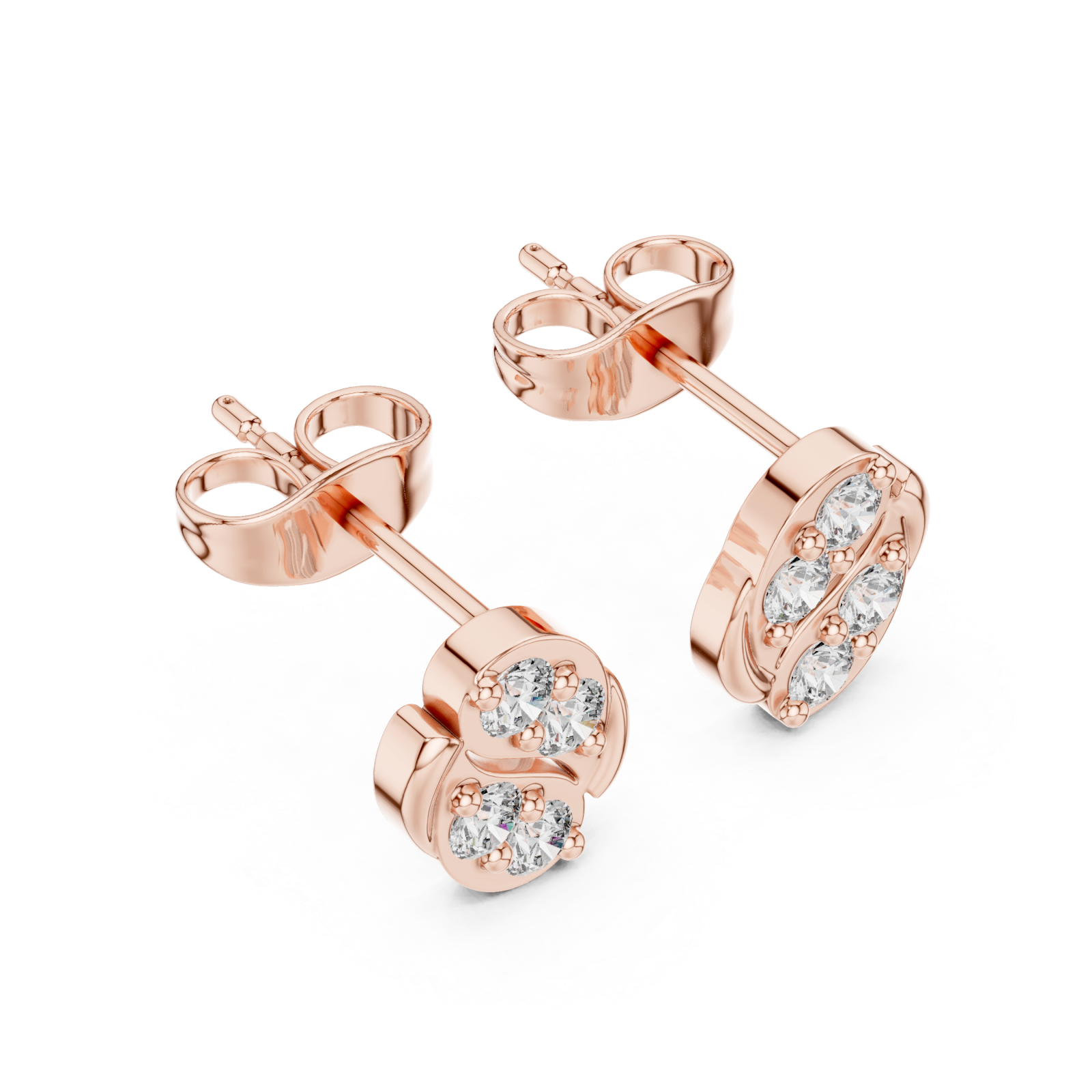  Rose Gold Celestial Embrace Modern Studs Right View