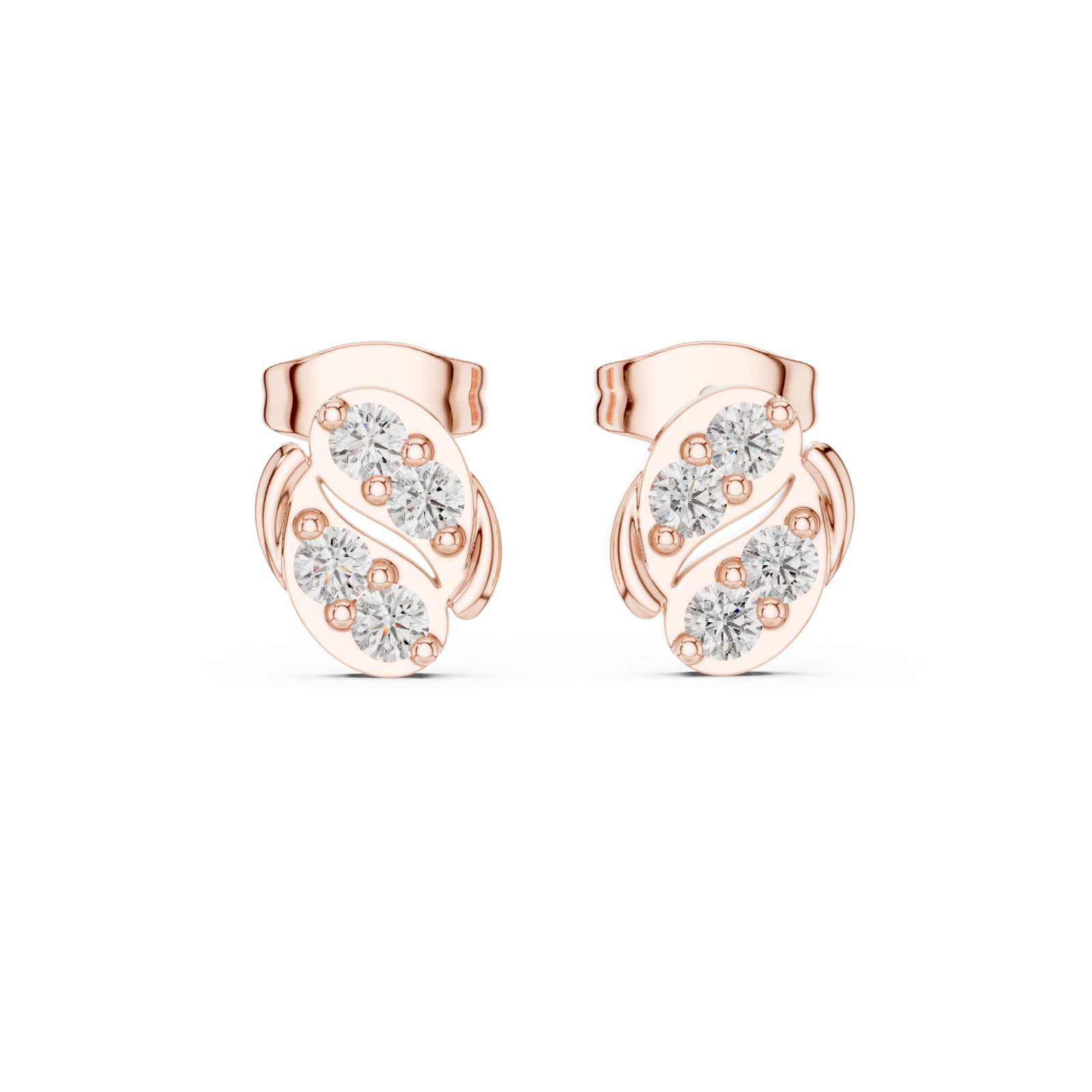  Rose Gold Celestial Embrace Modern Studs Front View