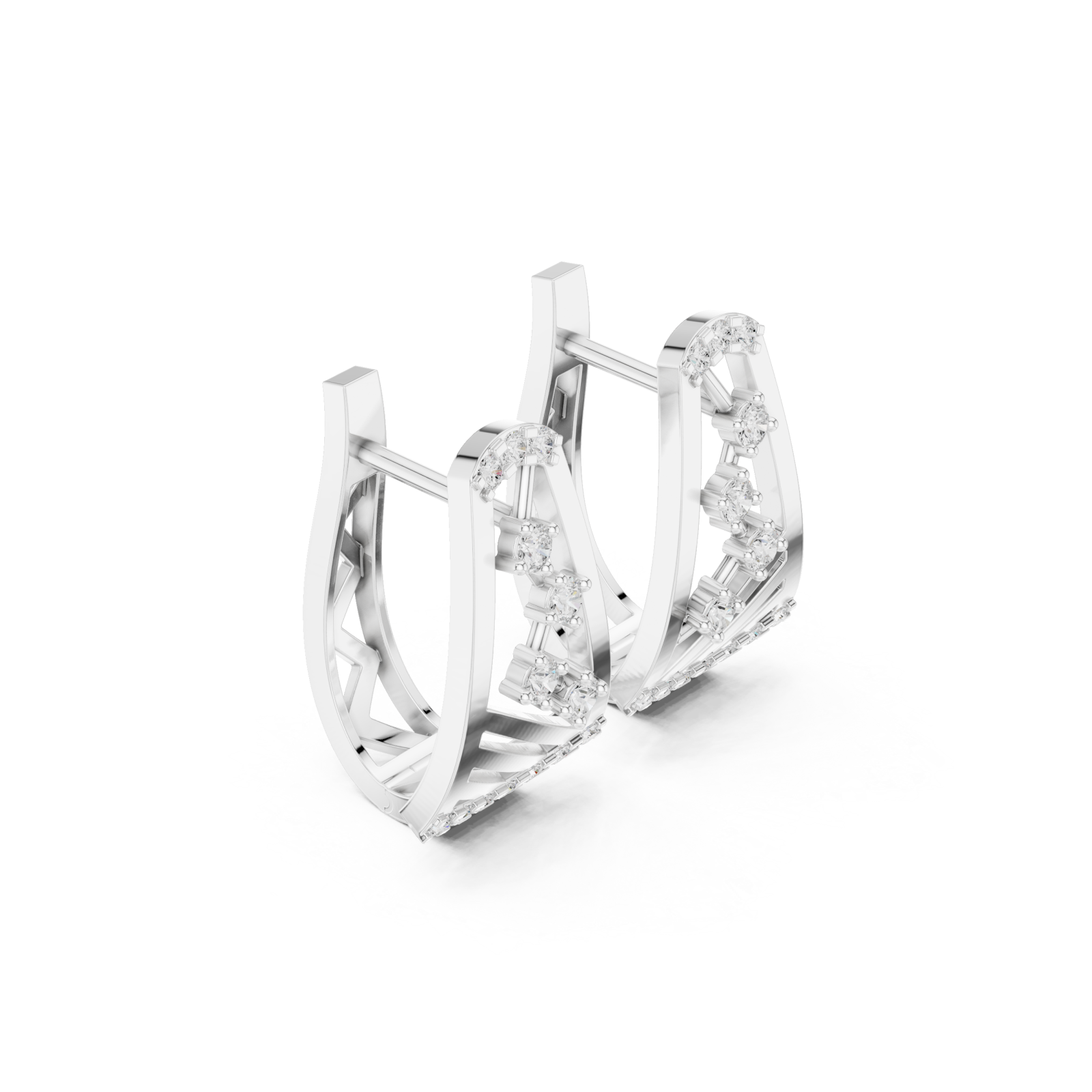  White Gold Celestial Embrace Modern Studs Left View