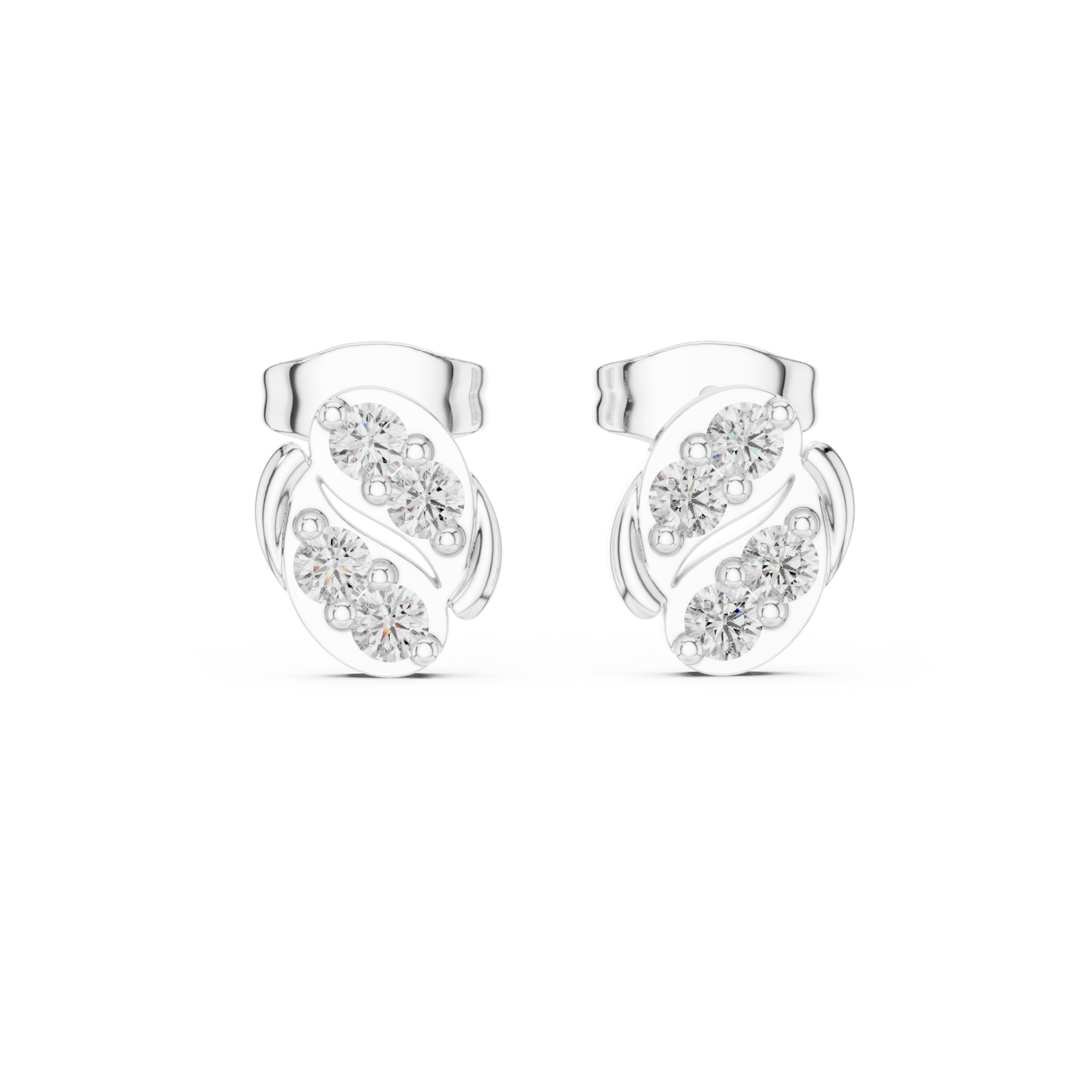  White Gold Celestial Embrace Modern Studs Front View