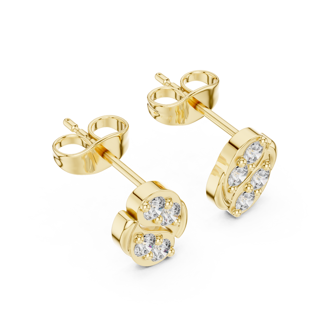 Gold Celestial Embrace Modern Studs Right View
