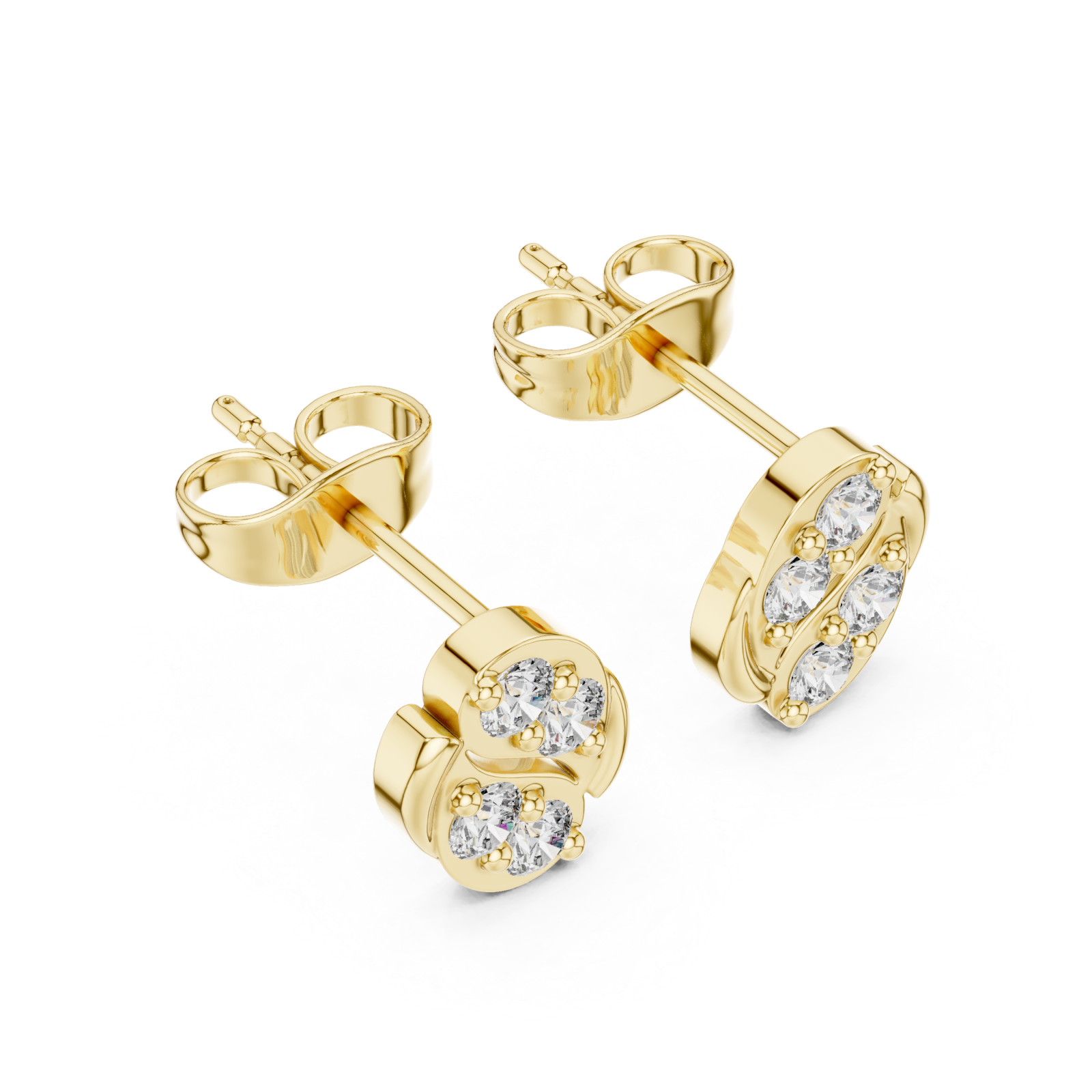 Gold Celestial Embrace Modern Studs Right View