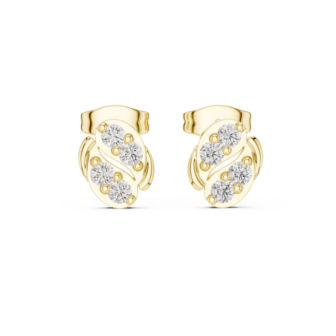Gold Celestial Embrace Modern Studs Right View