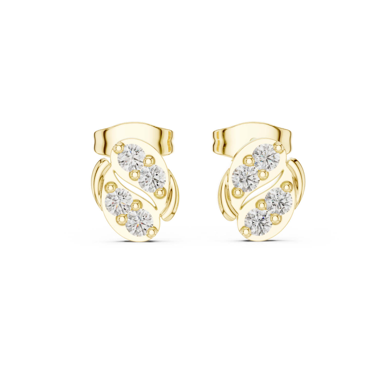  Gold Celestial Embrace Modern Studs Front View