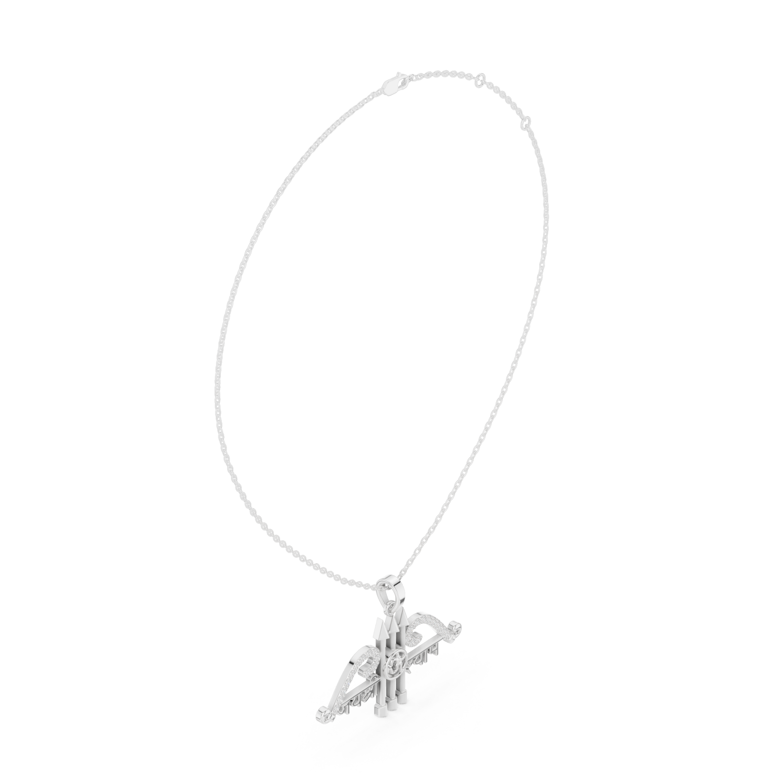  White Gold Graceful Archway Pendant Left View