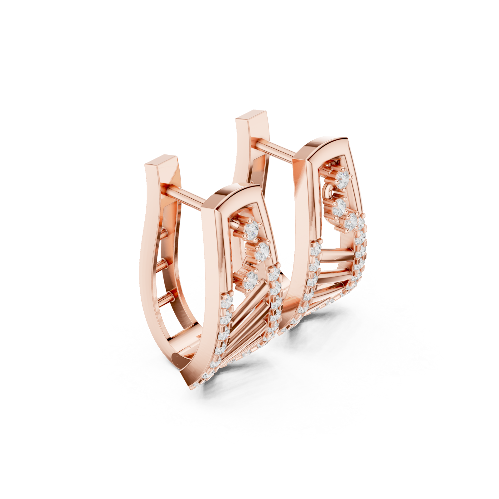  Rose Gold Graceful Petal Cluster Studs Left View