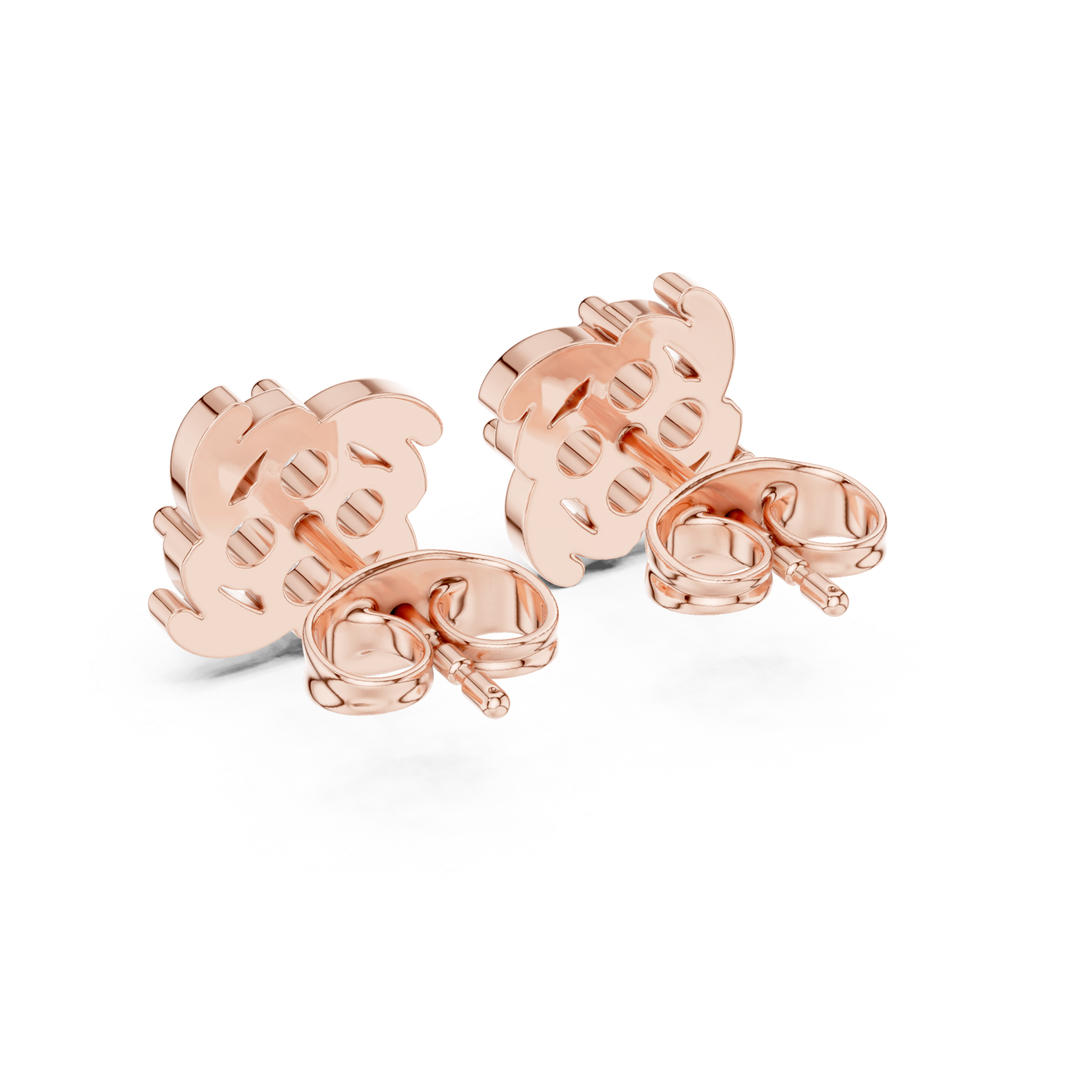  Rose Gold Graceful Petal Cluster Studs Side View