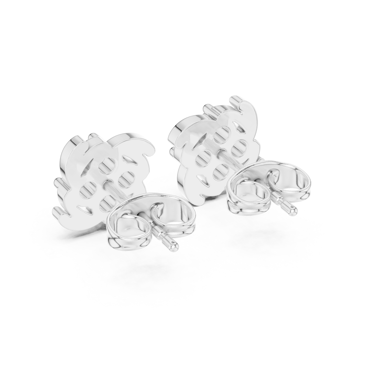  White Gold Graceful Petal Cluster Studs Side View