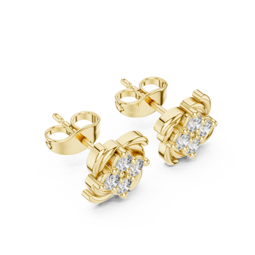 Gold Graceful Petal Cluster Studs Right View