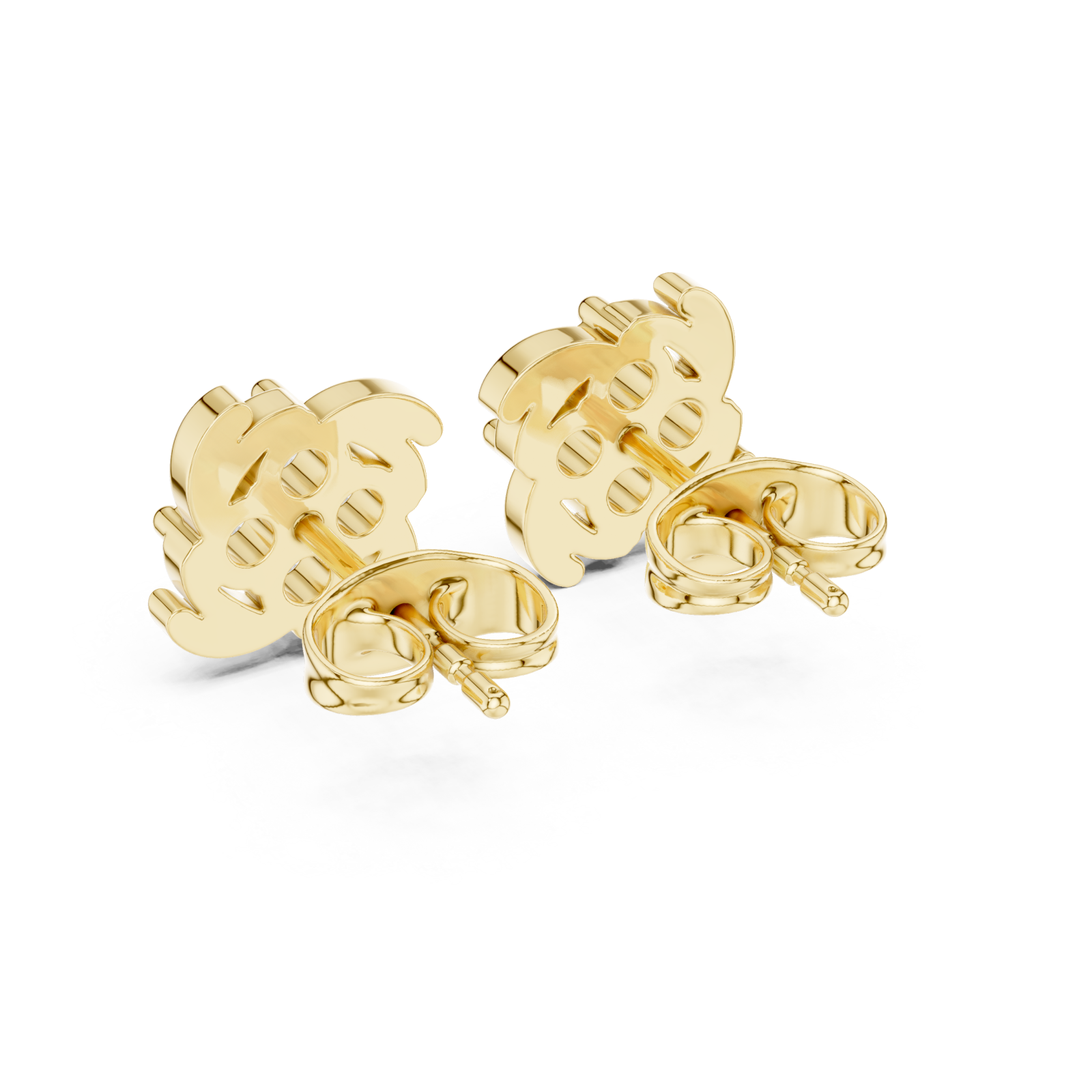  Gold Graceful Petal Cluster Studs Side View